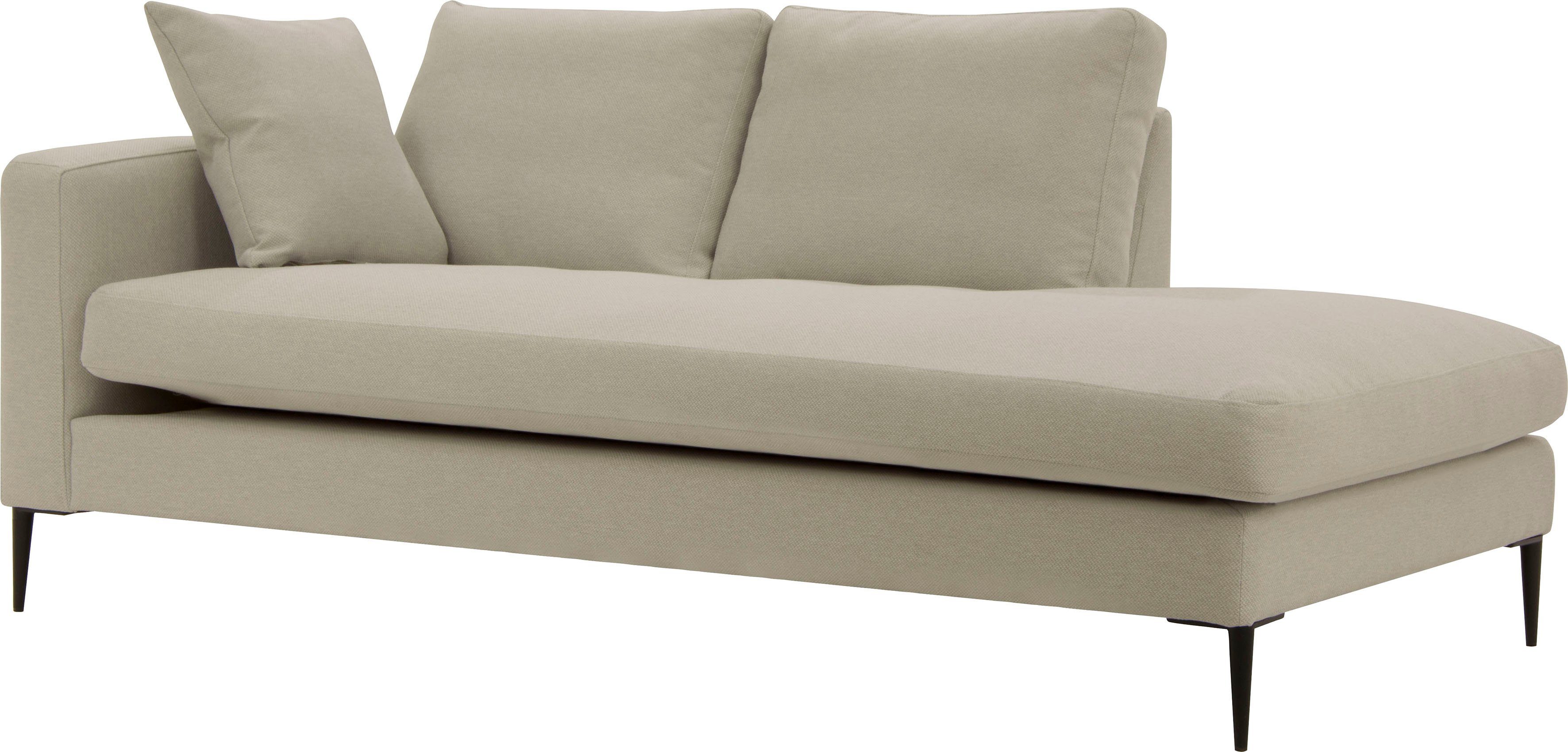 Leonique Récamier Cozy chaise longue, afmetingen B/D/H: 195/97/80 cm met los kussen en metalen poten, armleuning naar keuze links of rechts