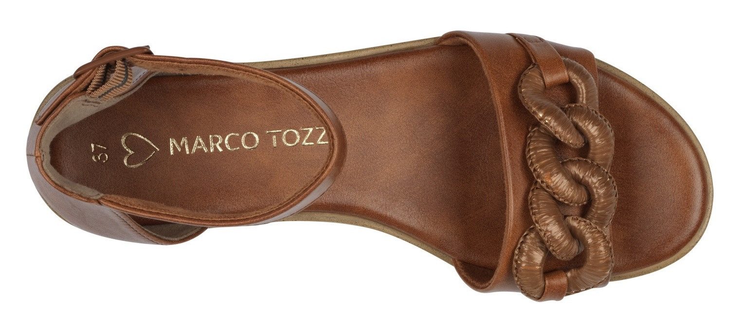 Marco Tozzi Sandalen , sleehak, zomerschoen, sandaal, met sierketting in ton-sur-ton