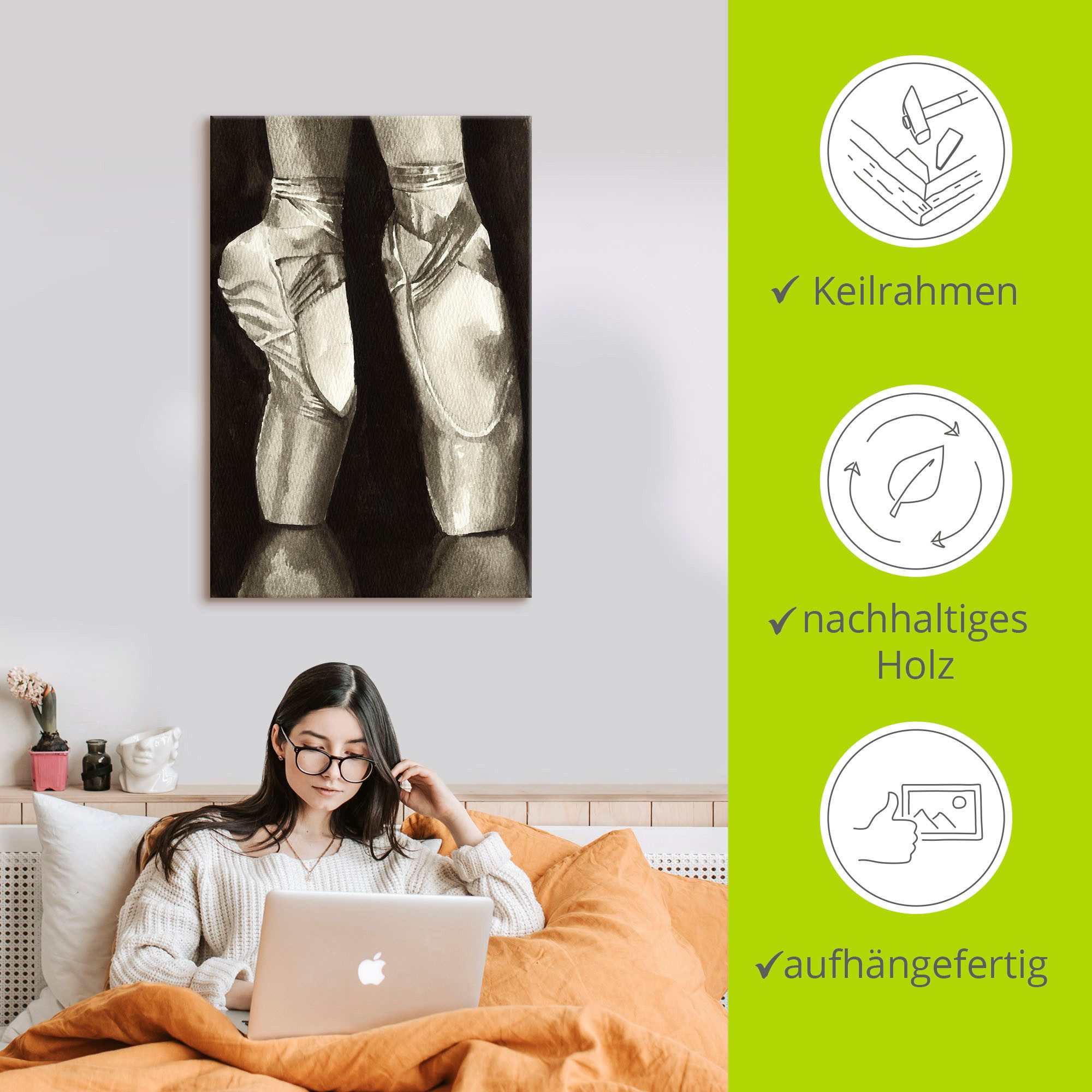 Artland Artprint Balletschoenen II als artprint op linnen, poster in verschillende formaten maten