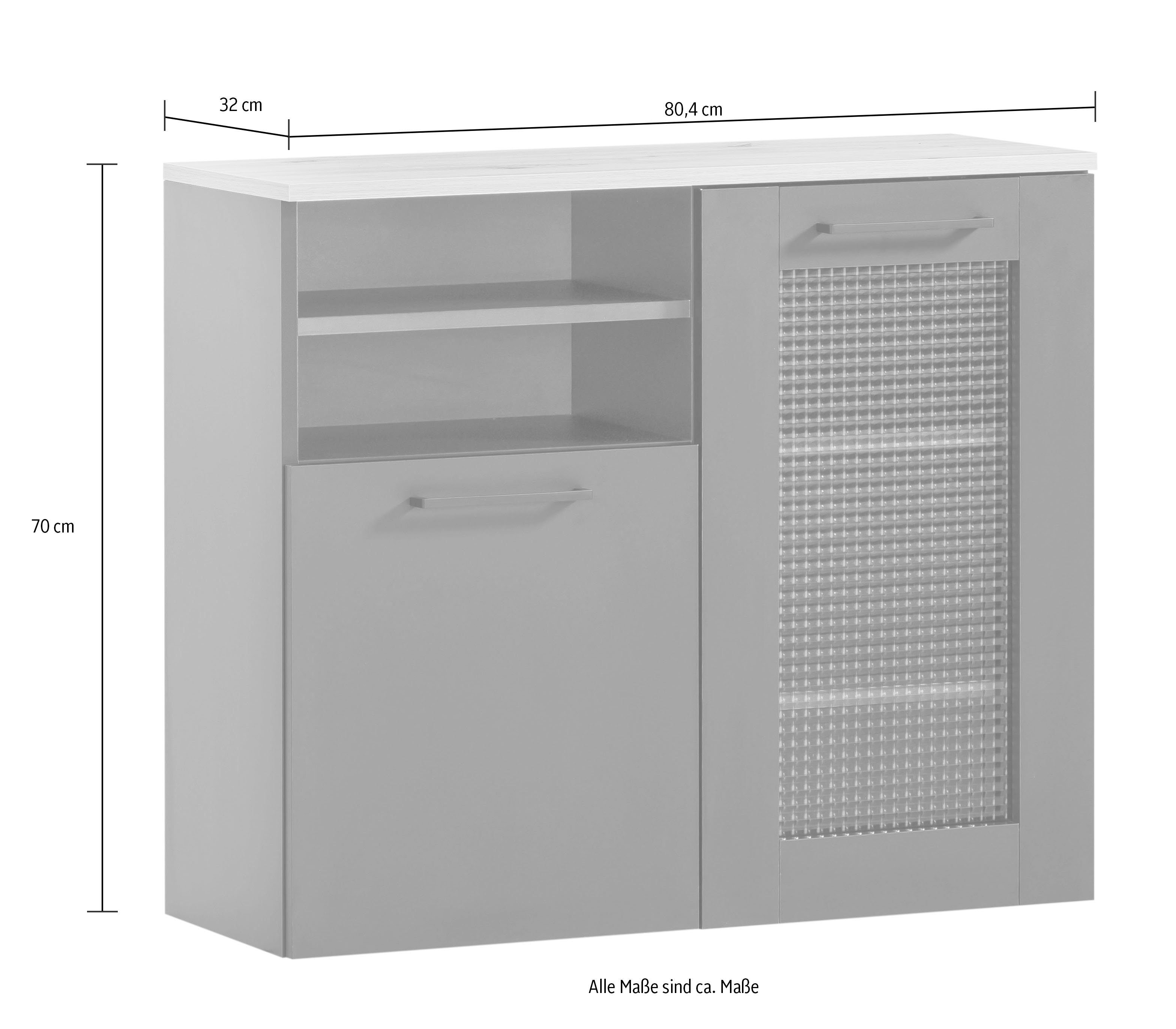 Schildmeyer Onderkast Malte breedte 80,0 cm met voelbare houtstructuur, rechterdeur met glasinzet