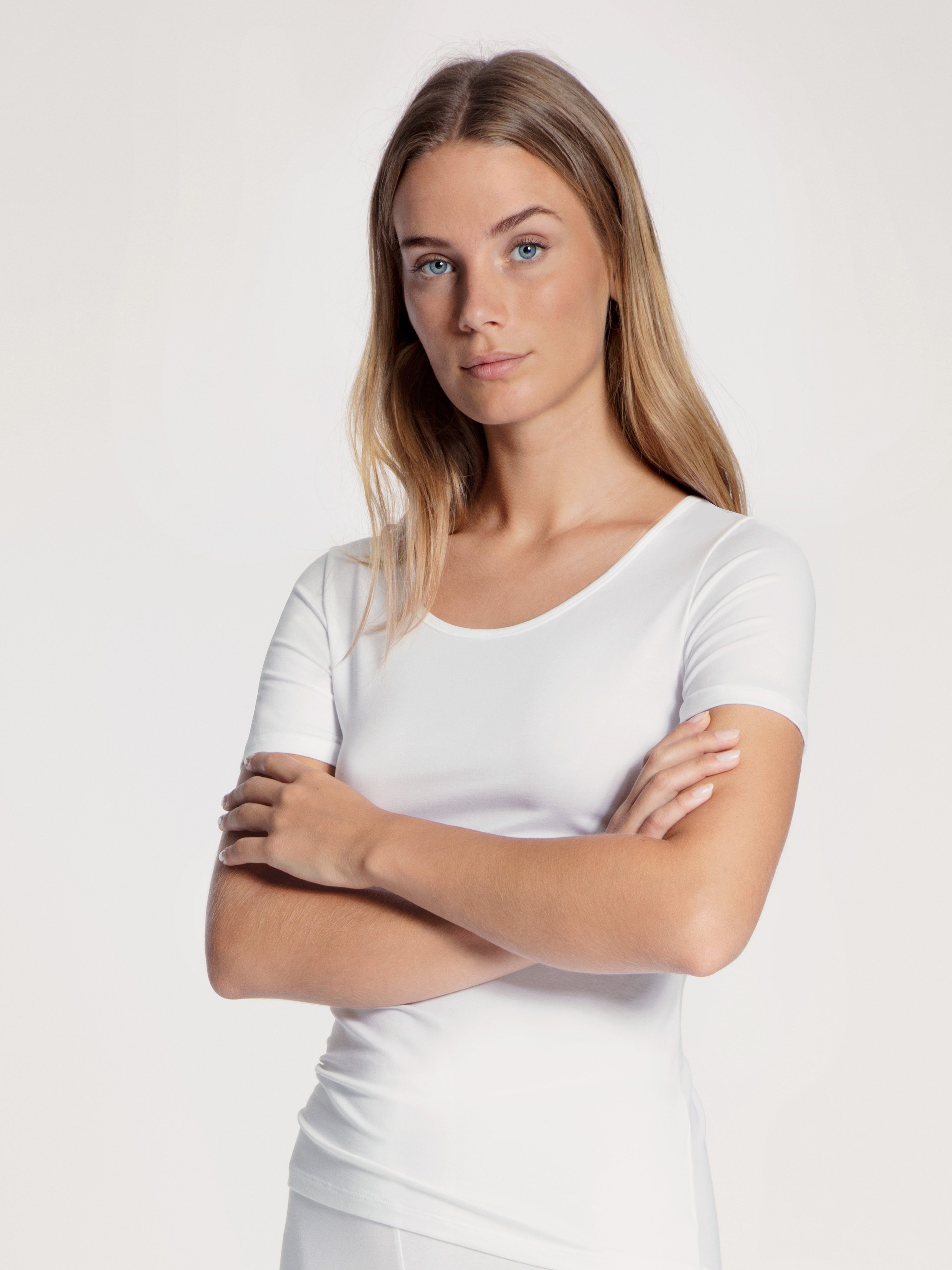CALIDA Hemd Natural Comfort met ronde hals en verminderde pillingvorming dames armloze tops maat S (40/42) wit