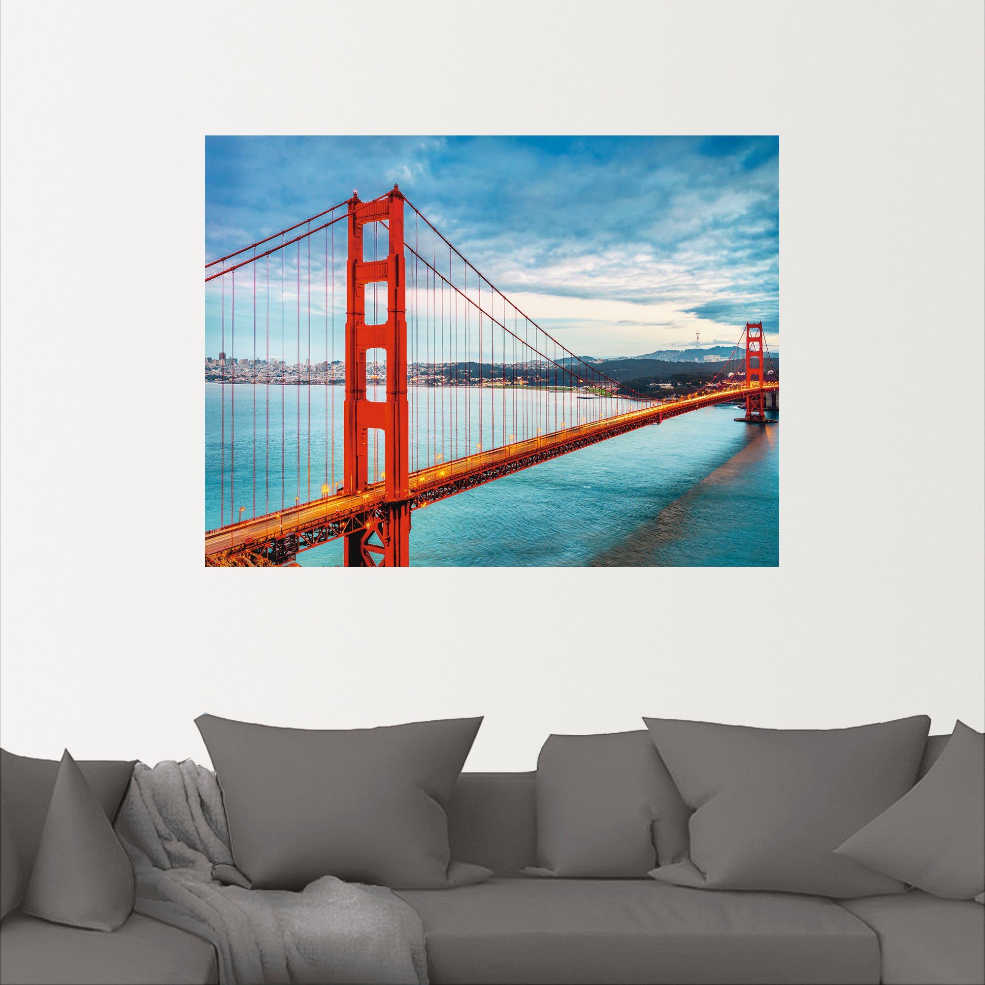 Artland Artprint Golden Gate Bridge als artprint van aluminium, artprint voor buiten, artprint op linnen, poster, muursticker