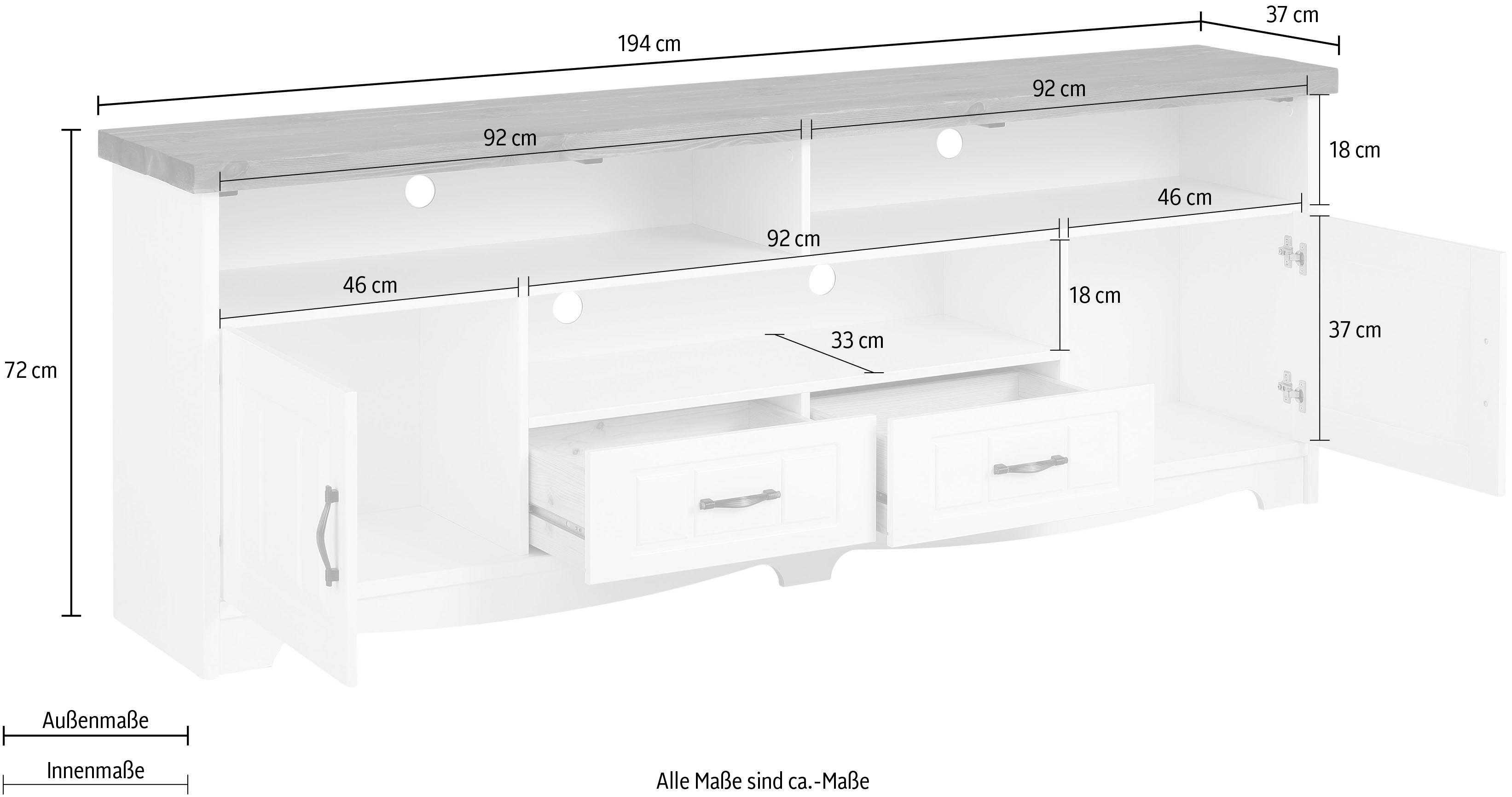 Home affaire Tv-meubel Trinidad antiek Commode, breedte 194 cm