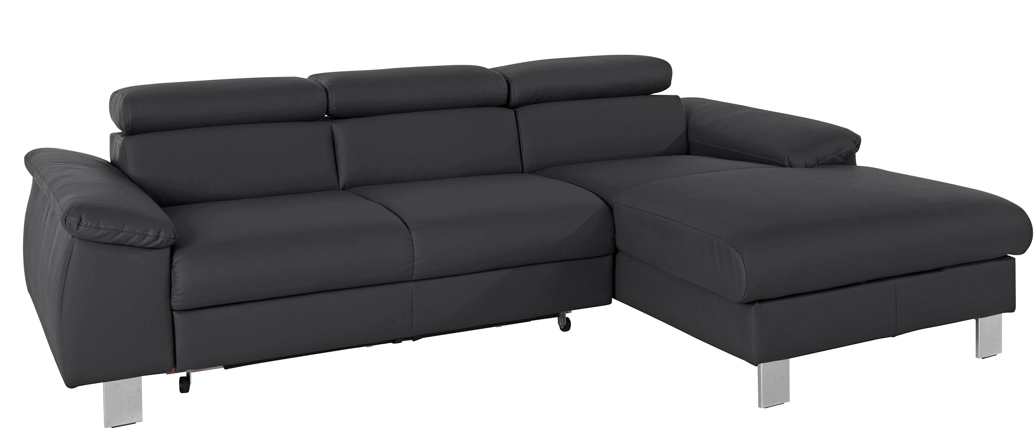 COTTA Hoekbank Komaris L-vorm met hoofdeindeverstelling keuze met bedfunctie, bedlade & verlichting