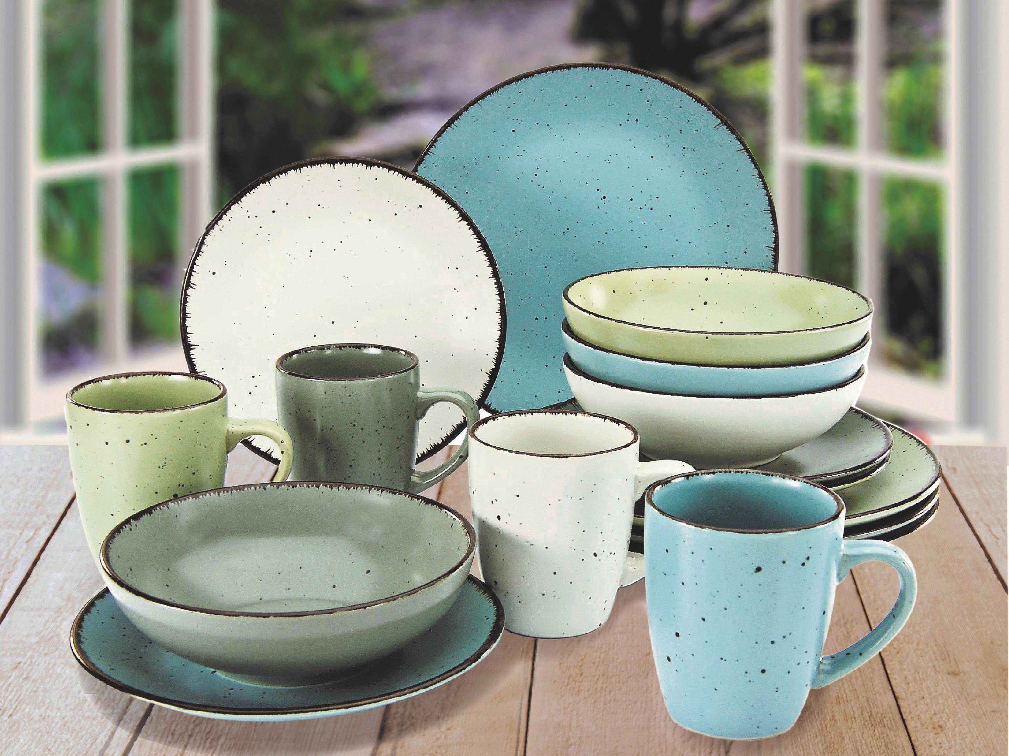 CreaTable Combi-servies Serviesset FASHION Servies, vintage-look, 16 delen, voor 4 personen (set, 16-delig)