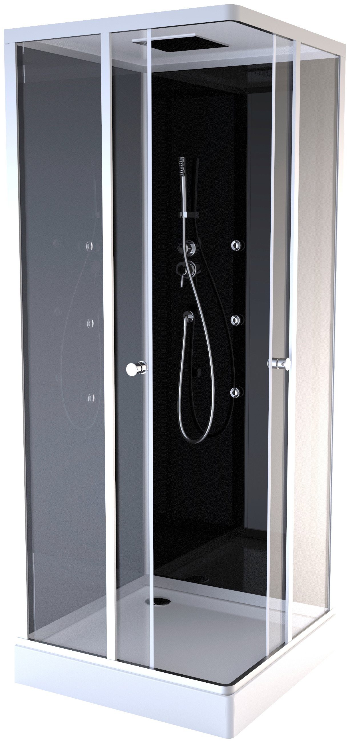 Marwell Complete douche Black Square inclusief kranen, 90 cm x 90 cm