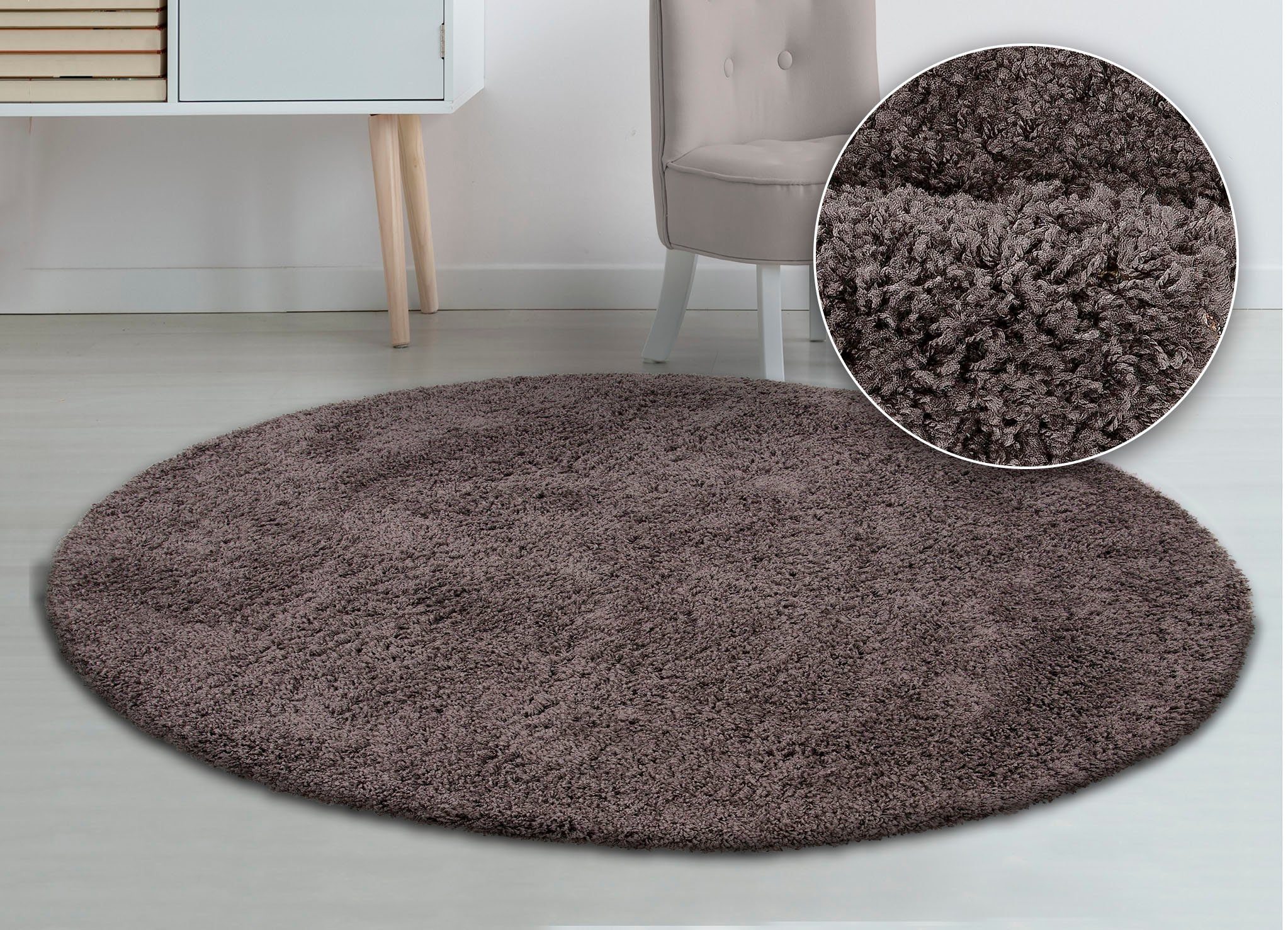 my home Vloerkleed Viva vloerkleed rond Unikleuren, uni, bijzonder zacht en behaaglijk