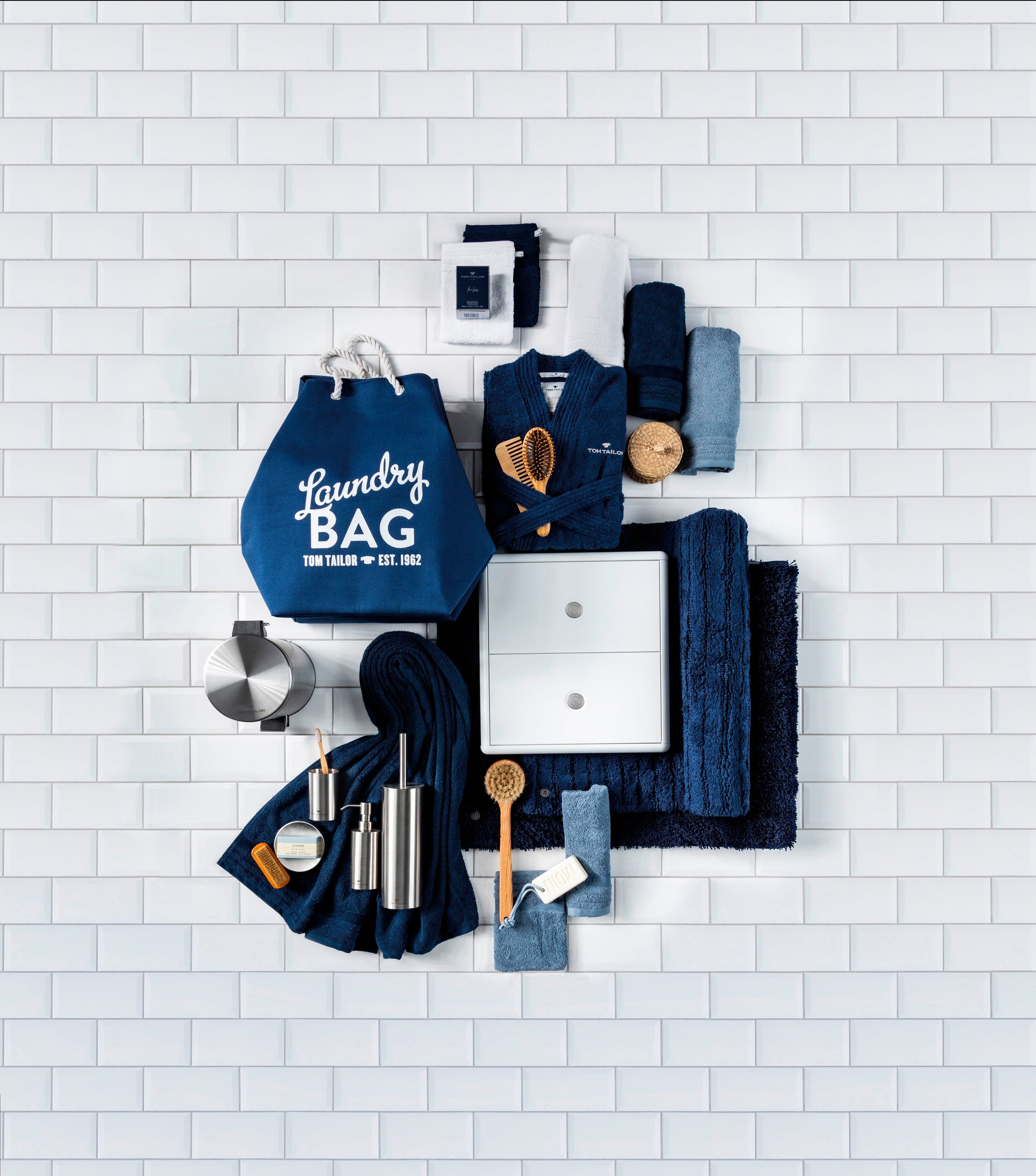 TOM TAILOR HOME Badmat Cotton Stripes Unikleurig, gestreept, puur katoen, reliëfeffect (1 stuk)
