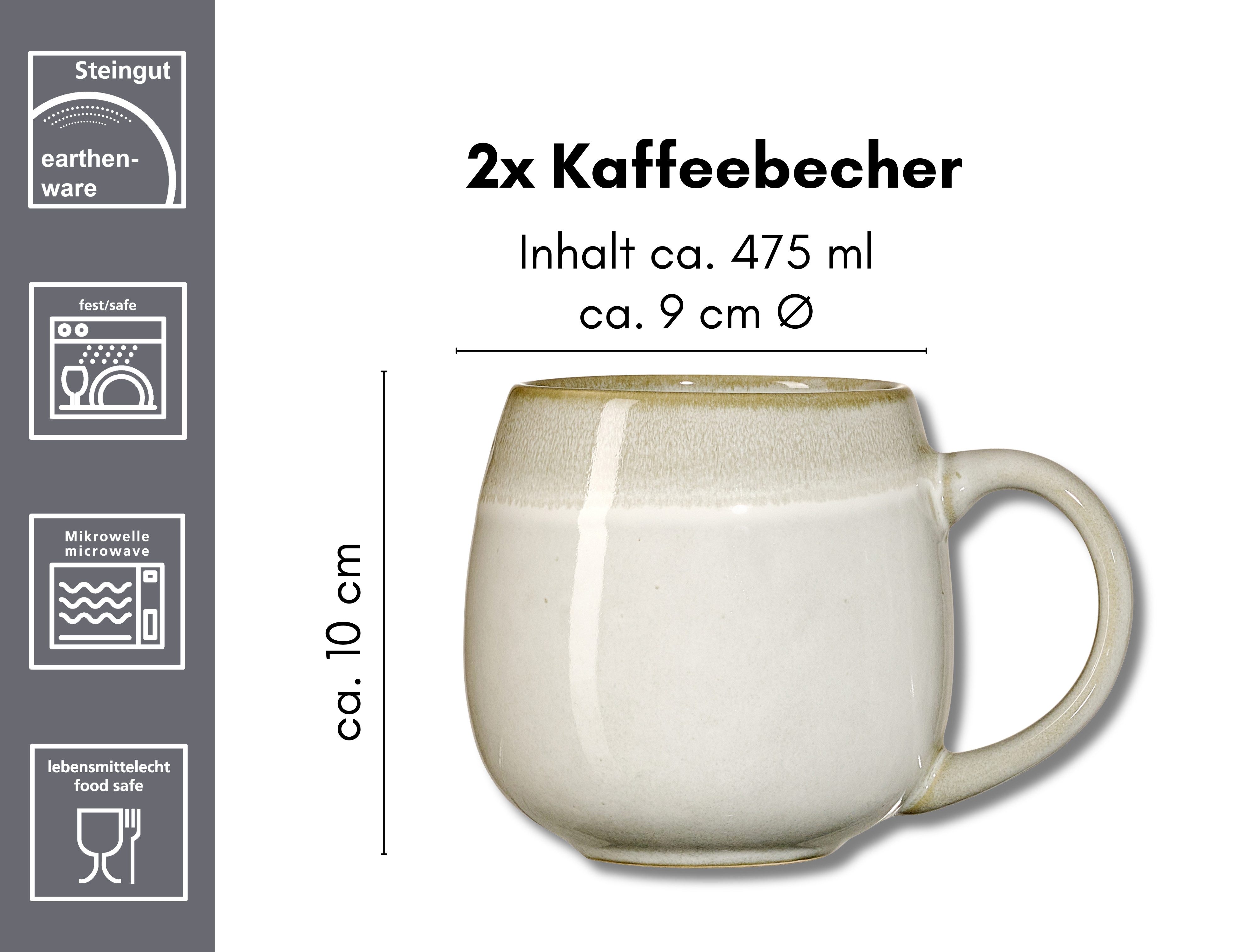 Ritzenhoff & Breker Beker Hygge 2-delig, reactieve glazuur, elk stuk een uniek exemplaar, 475 ml (set, 2-delig)