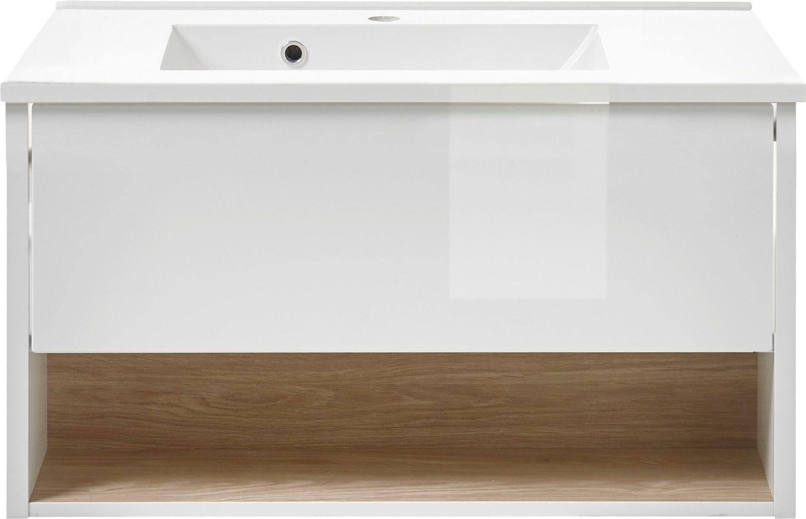 Places of Style Badkamerserie Studio Line, bad in modern ontwerp, 3-delig badkamer Kast, wastafel en spiegel, in twee kleuren beschikbaar, opbergruimte (3-delig)