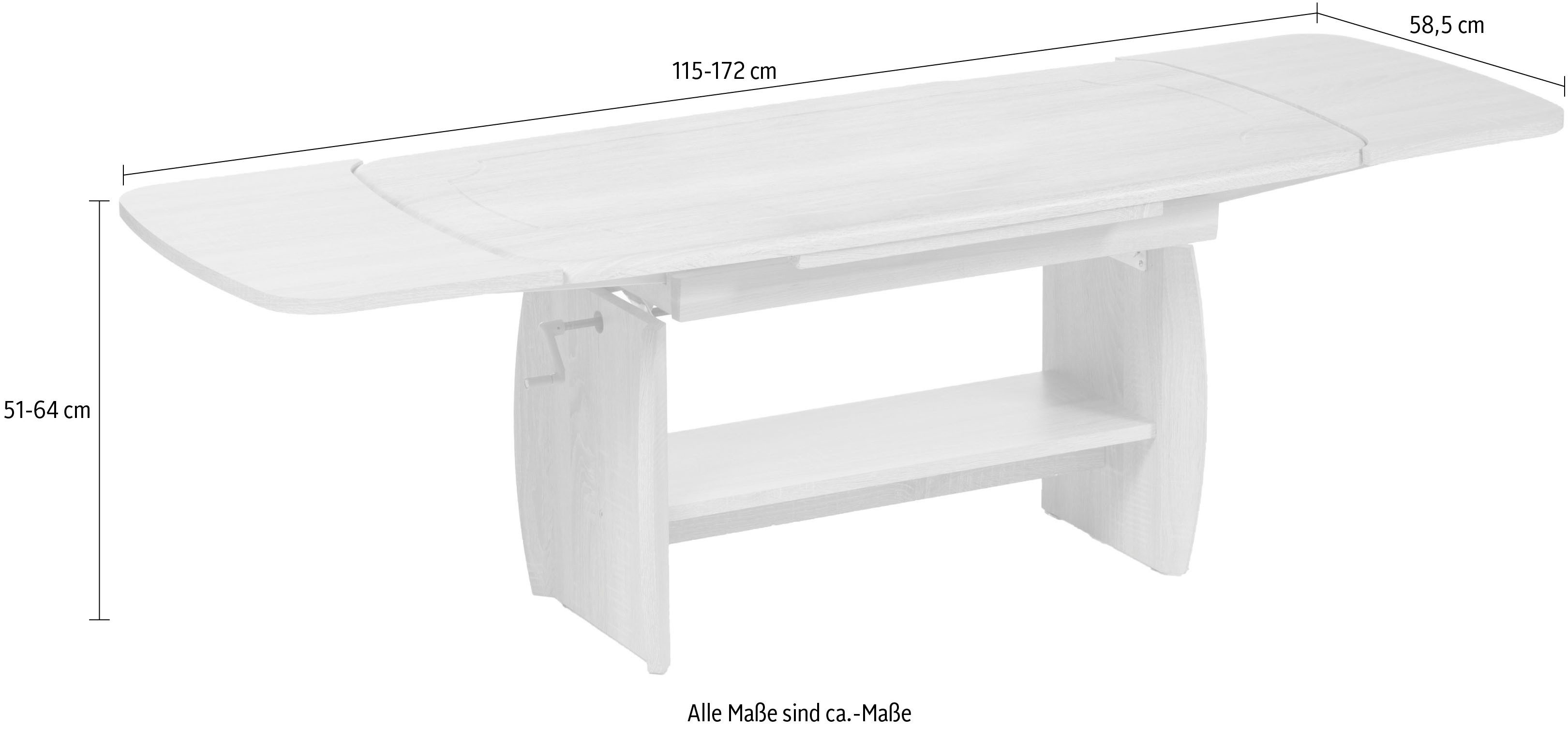 Stolkom Salontafel Kirk hoogte verstelbaar, tafel met uittrekbare functie