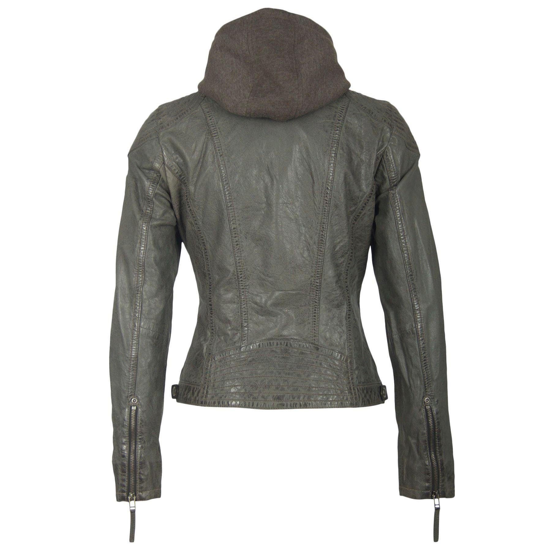 Gipsy Leren jack Casey met een afneembare capuchon-sweatinzet & luxueuze biker-details