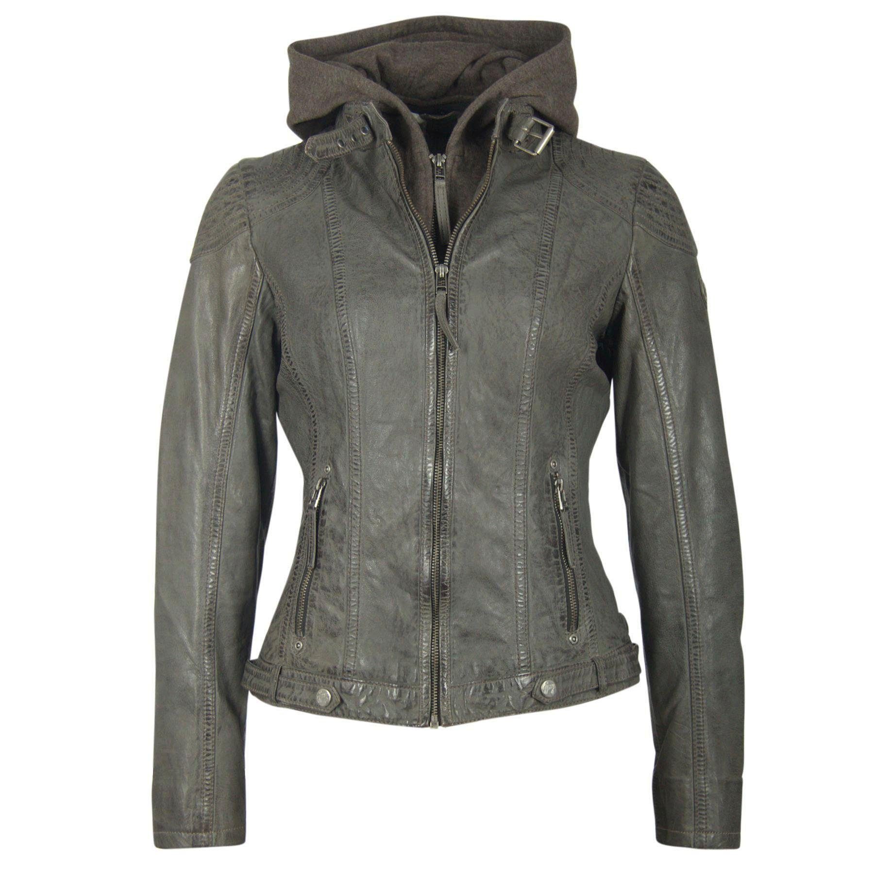  Gipsy Leren jack Casey met een afneembare capuchon-sweatinzet & luxueuze biker-details