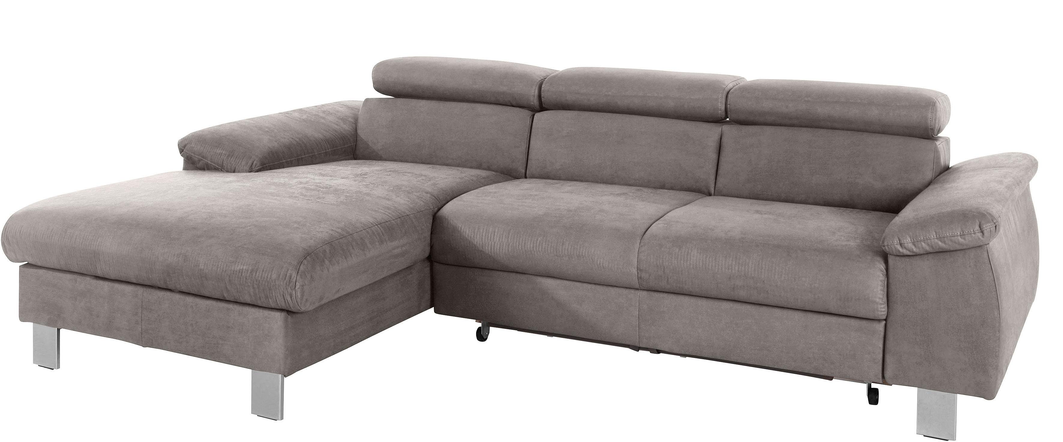 COTTA Hoekbank Komaris L-vorm, B: 244 cm met hoofdverstelling, optioneel bedfunctie, bedlade & licht