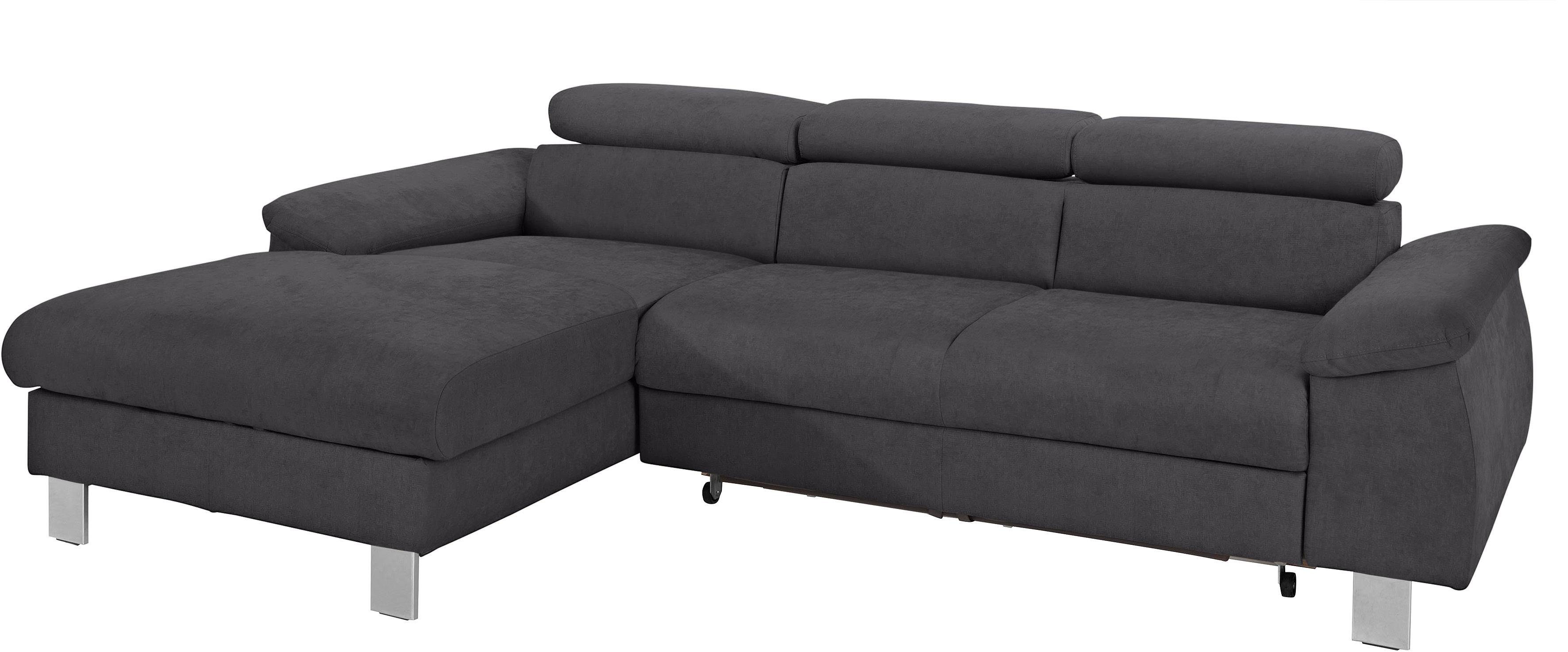 COTTA Hoekbank Komaris L-vorm met hoofdeindeverstelling keuze met bedfunctie, bedlade & verlichting