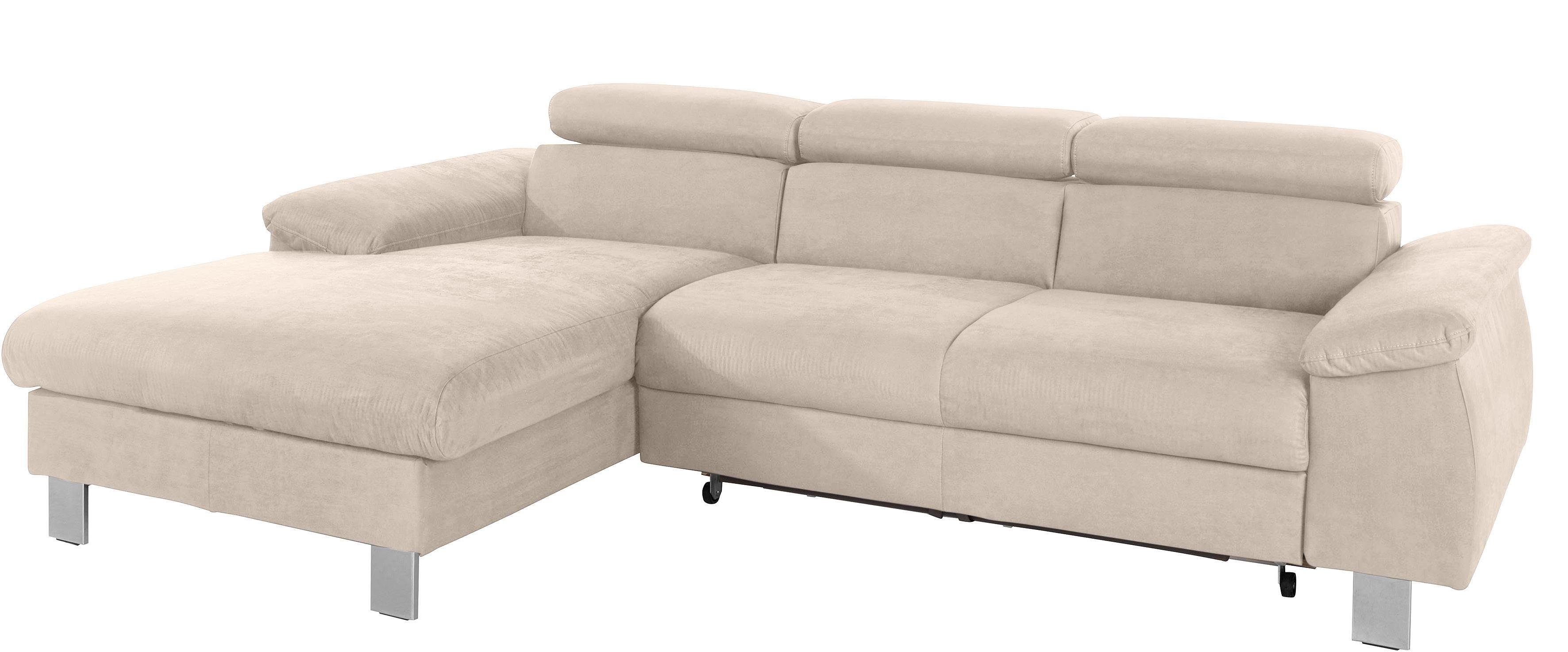 COTTA Hoekbank Komaris L-vorm met hoofdeindeverstelling keuze met bedfunctie, bedlade & verlichting