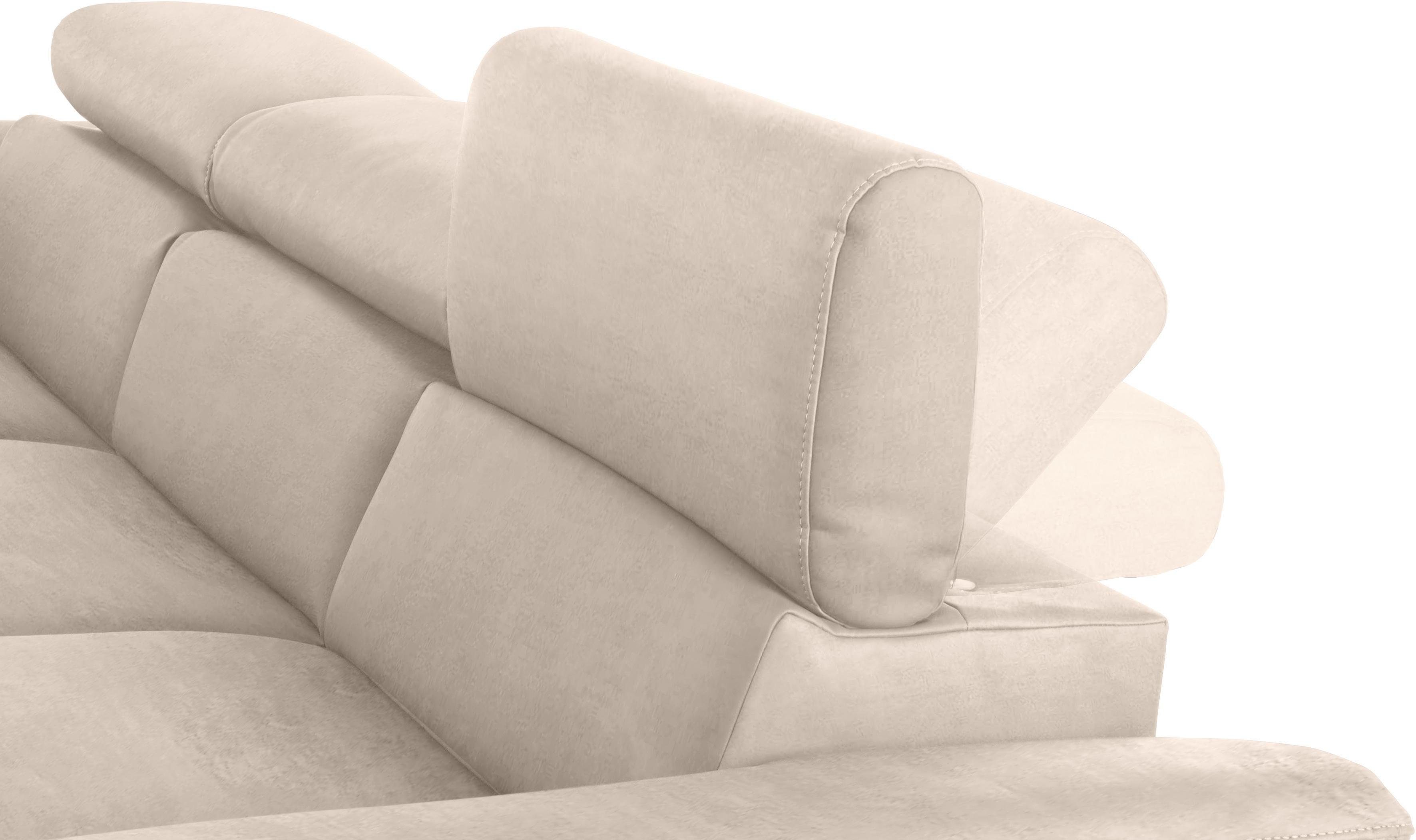 COTTA Hoekbank Komaris L-vorm met hoofdeindeverstelling keuze met bedfunctie, bedlade & verlichting