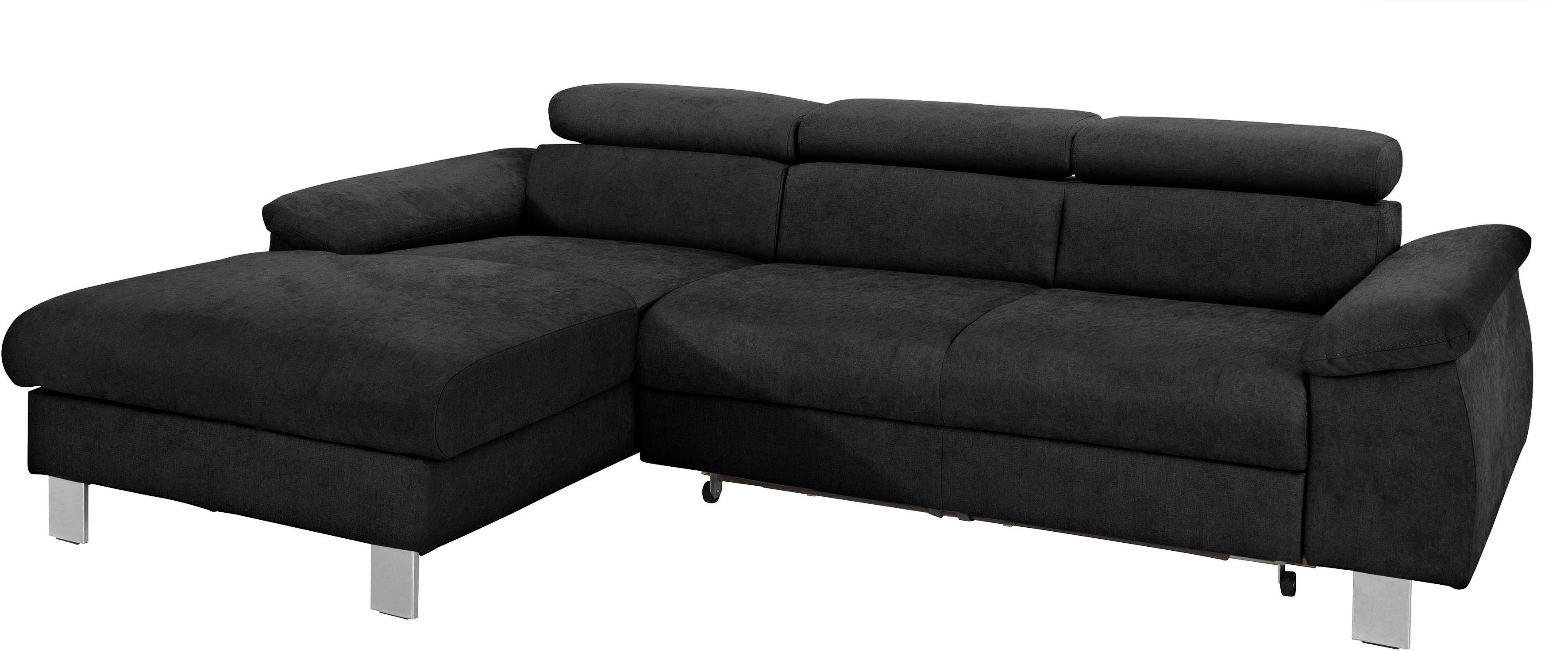 COTTA Hoekbank Komaris L-vorm met hoofdeindeverstelling keuze met bedfunctie, bedlade & verlichting