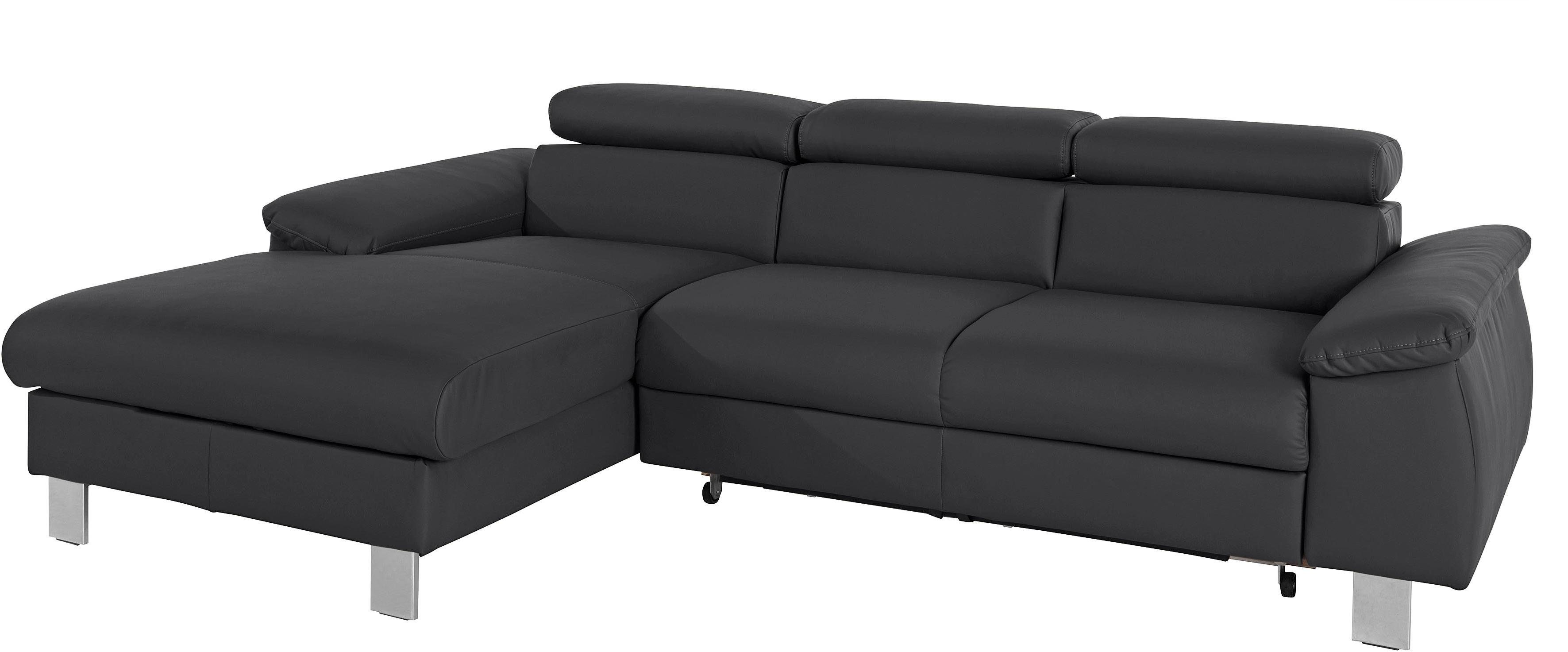 COTTA Hoekbank Komaris L-vorm met hoofdeindeverstelling keuze met bedfunctie, bedlade & verlichting