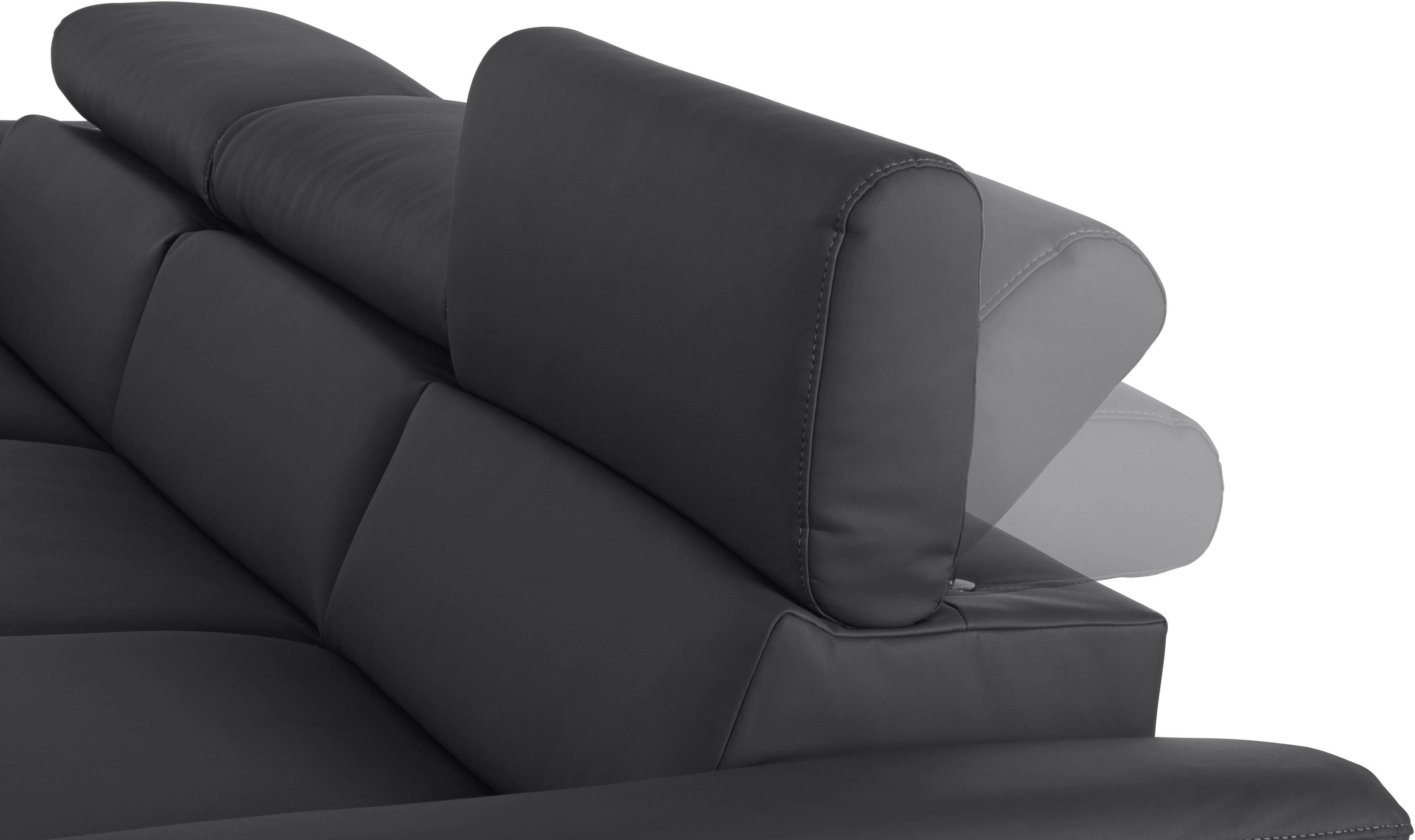 COTTA Hoekbank Komaris L-vorm met hoofdeindeverstelling keuze met bedfunctie, bedlade & verlichting
