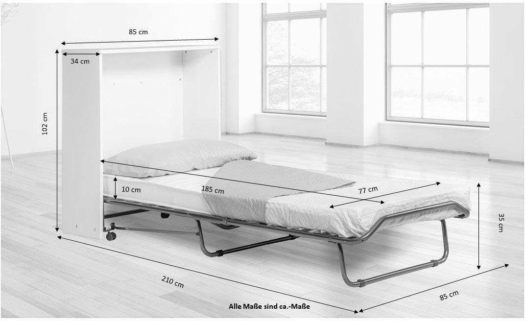 INOSIGN Verticaal opklapbed Sognum incl. matras, logeerbed, opklapbed