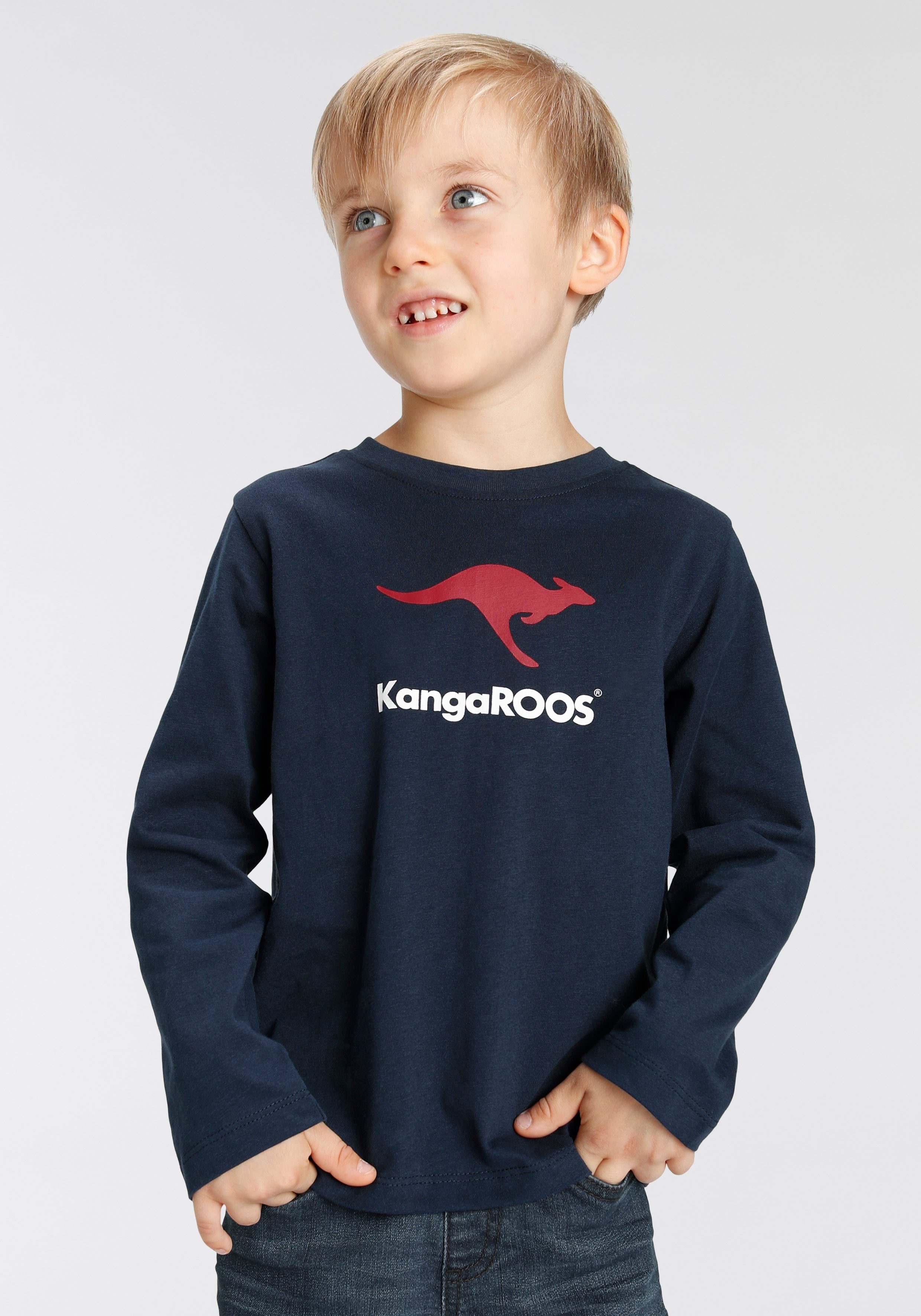 KangaROOS Shirt met lange mouwen Voor kleine jongens Lange mouwen, basic pasvorm, bedrukt, ronde...