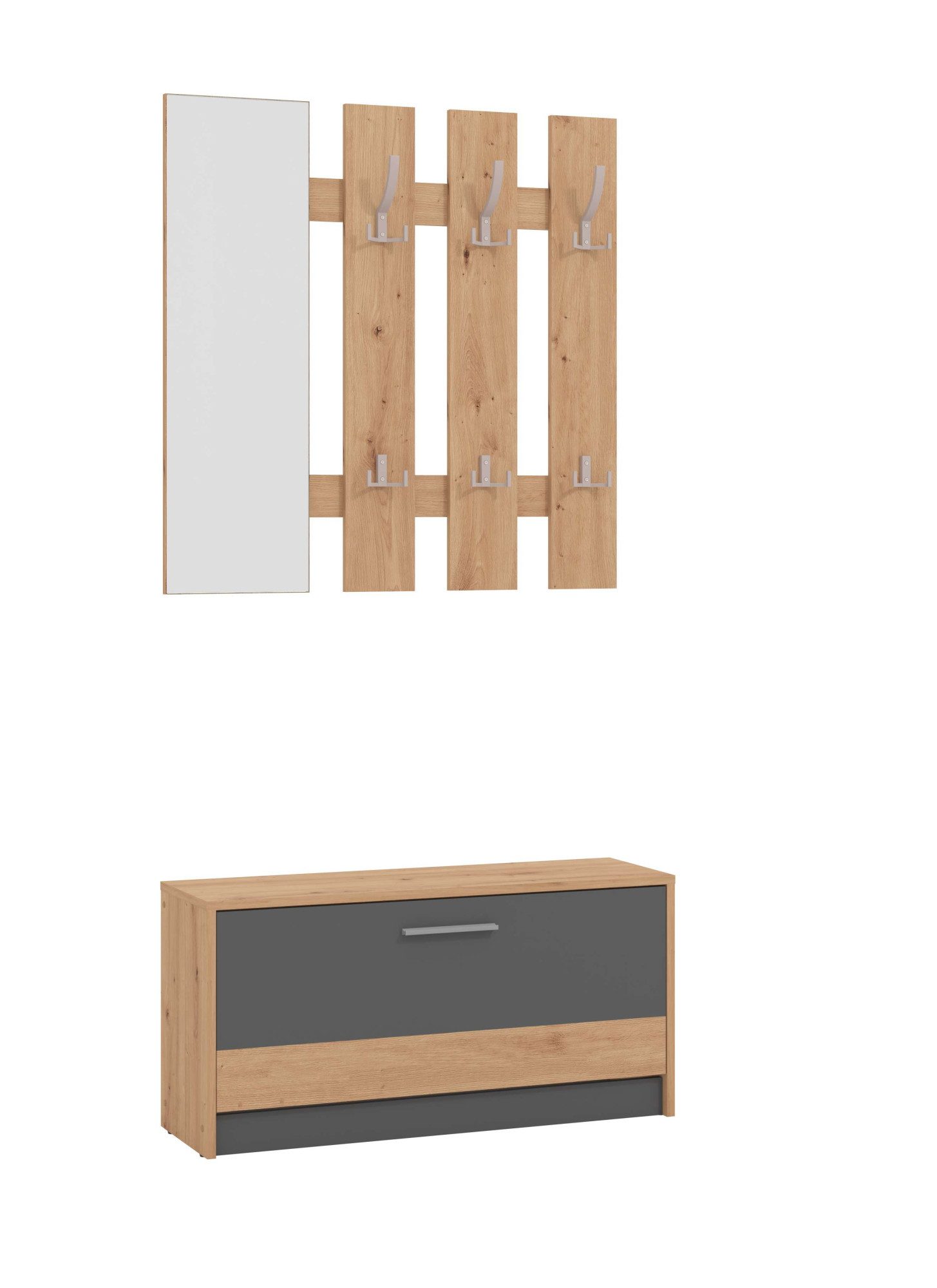 INOSIGN Halmeubelset Rimini, Set 2-delig bestaande uit een garderobepaneel en schoenenkast (2-delig)