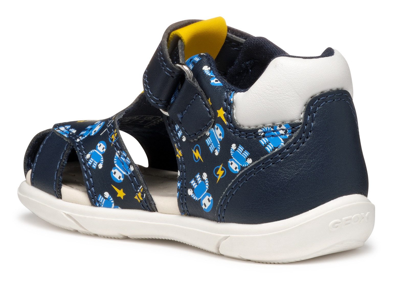 Geox Babyschoentjes B SANDAL ZAPITO BOY , babyschoen, sandaal, klittenbandschoen met schattige robotmotieven
