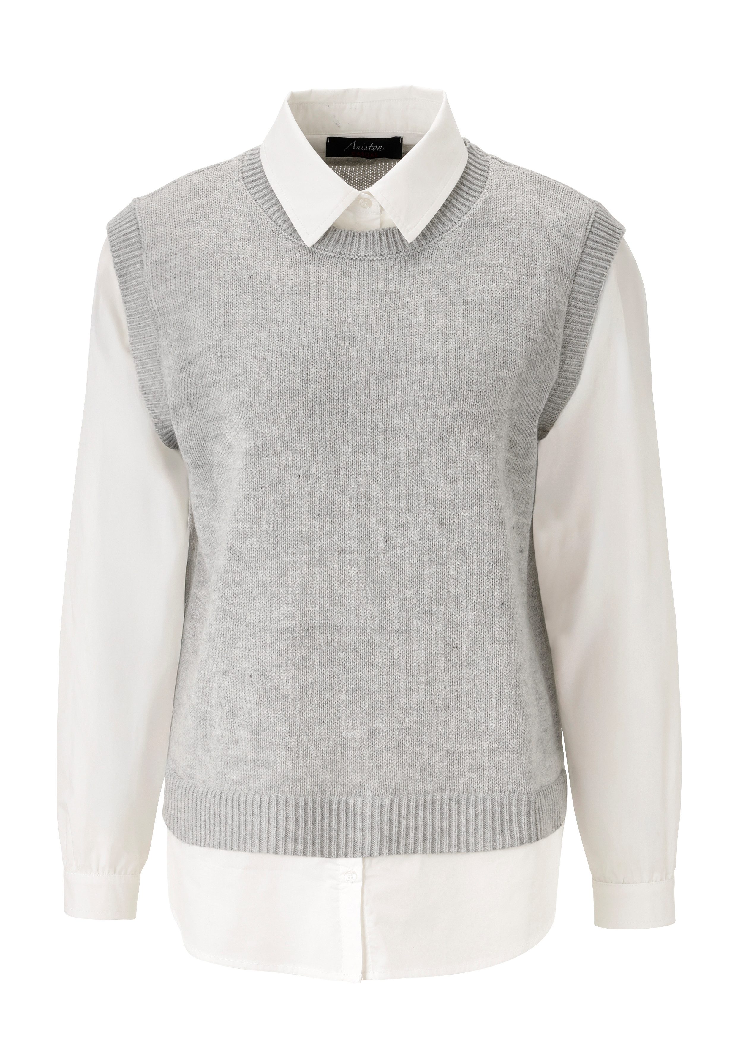 Aniston CASUAL Gebreide trui met blouse-inzet - nieuwe collectie