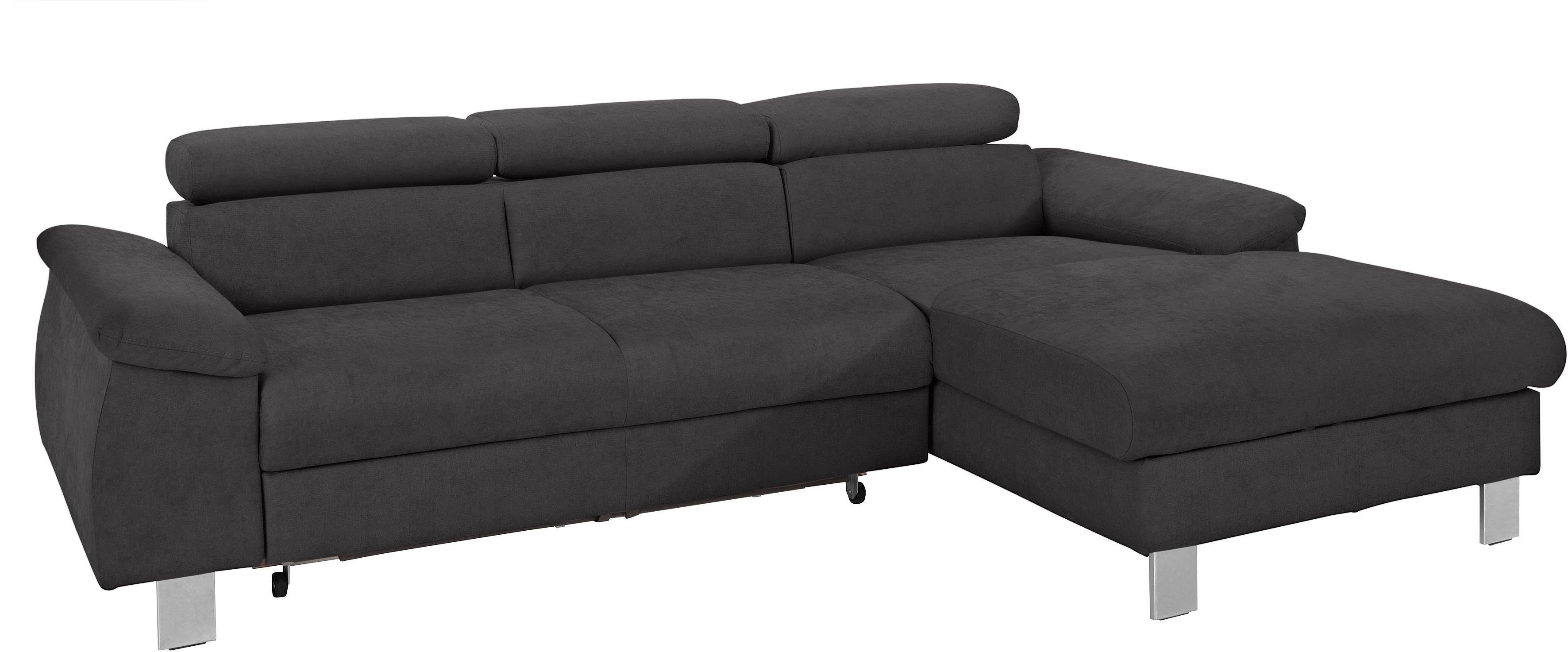 COTTA Hoekbank Komaris L-vorm met hoofdeindeverstelling keuze met bedfunctie, bedlade & verlichting