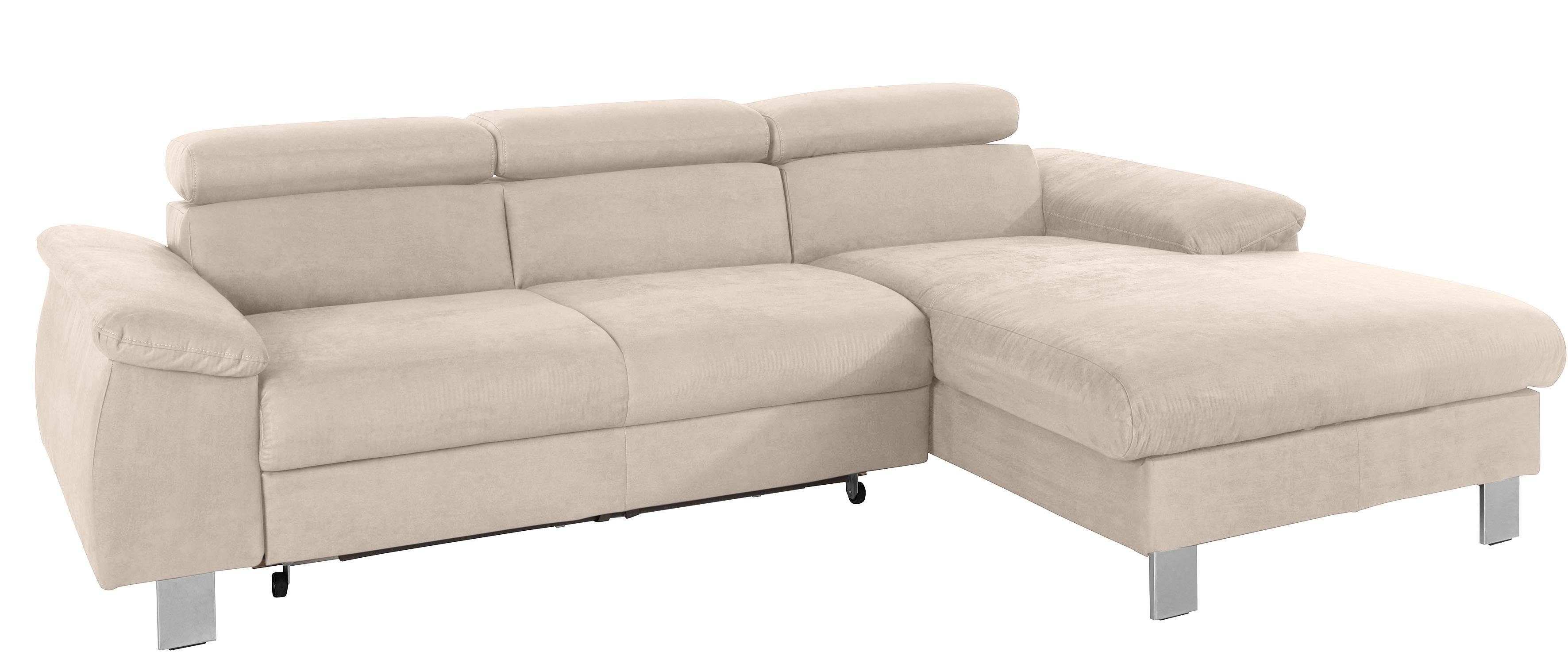 COTTA Hoekbank Komaris L-vorm met hoofdeindeverstelling keuze met bedfunctie, bedlade & verlichting