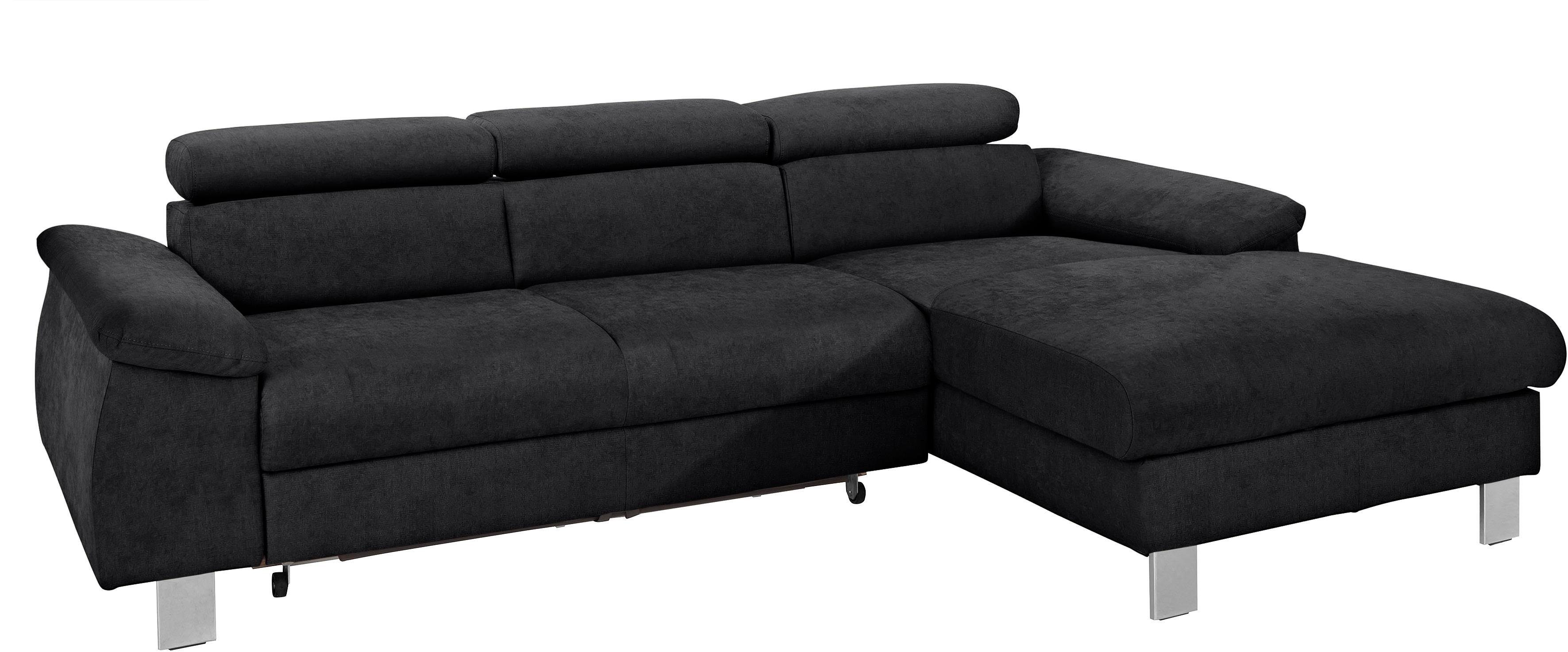 COTTA Hoekbank Komaris L-vorm met hoofdeindeverstelling keuze met bedfunctie, bedlade & verlichting