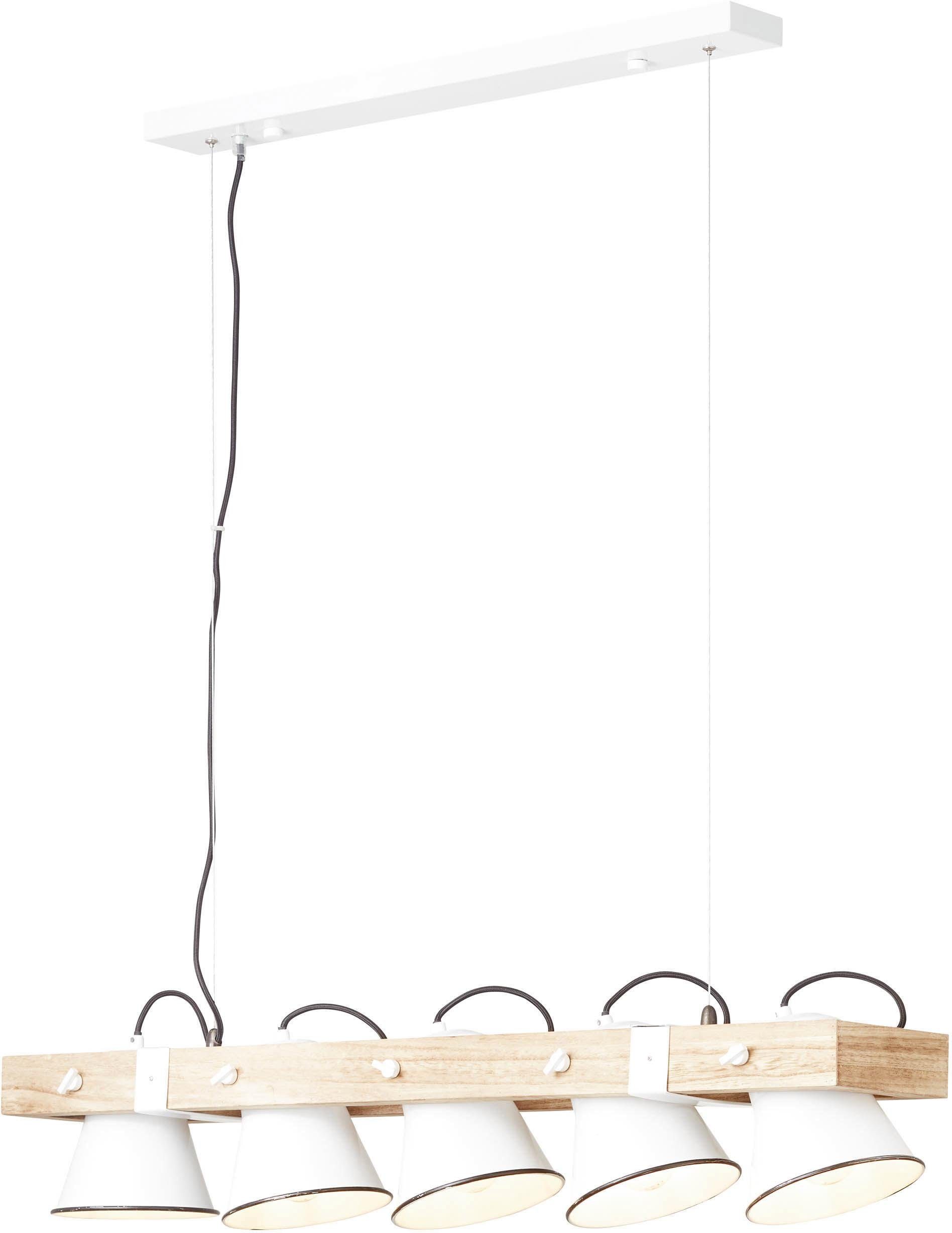 Brilliant Leuchten Hanglamp PLOW Hanglamp 5-lichts, zwenkbaar, staal/hout (1 stuk)