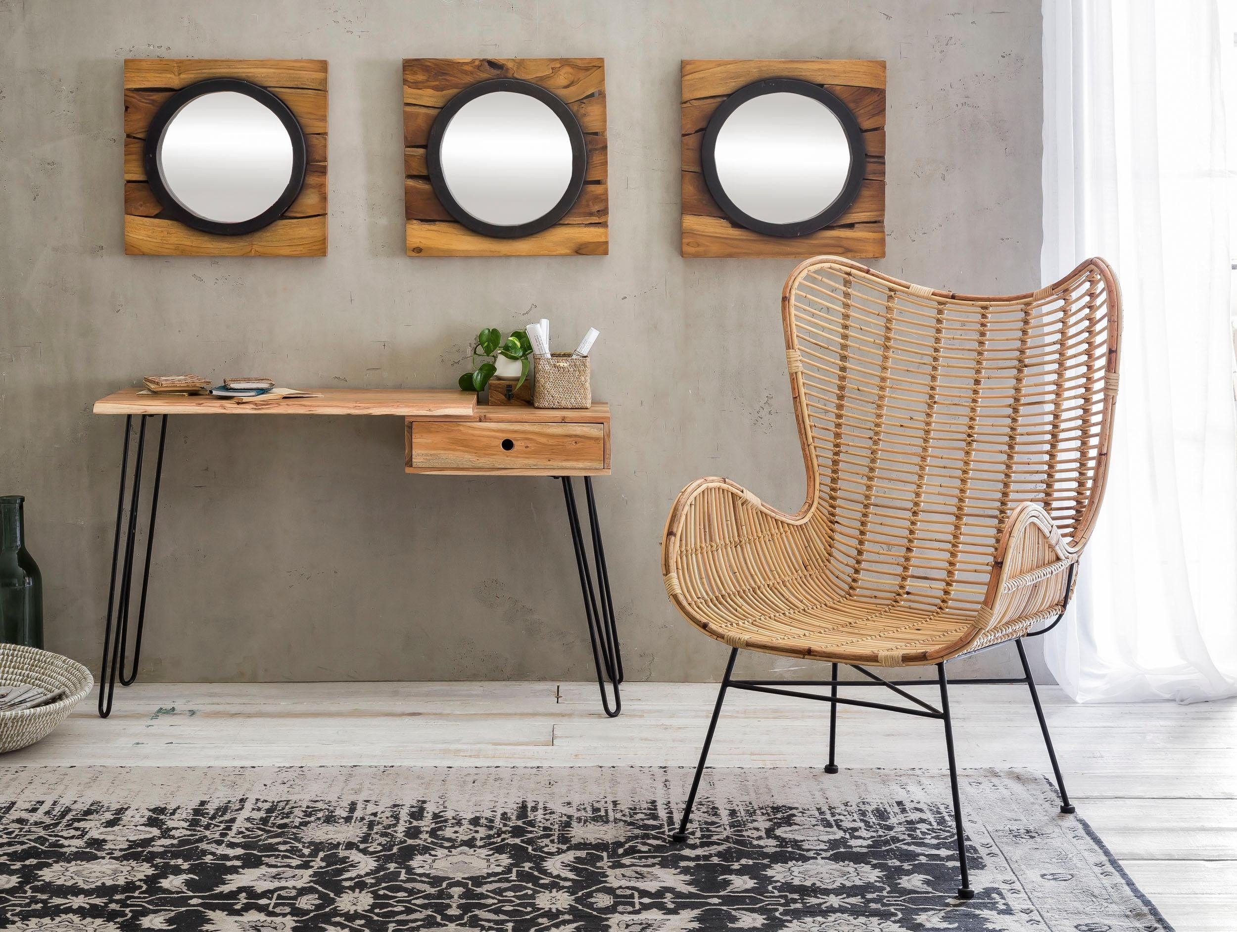 SIT Fauteuil Sit&Chairs met gebogen armleuningen, in zwart of ecru, shabby chic