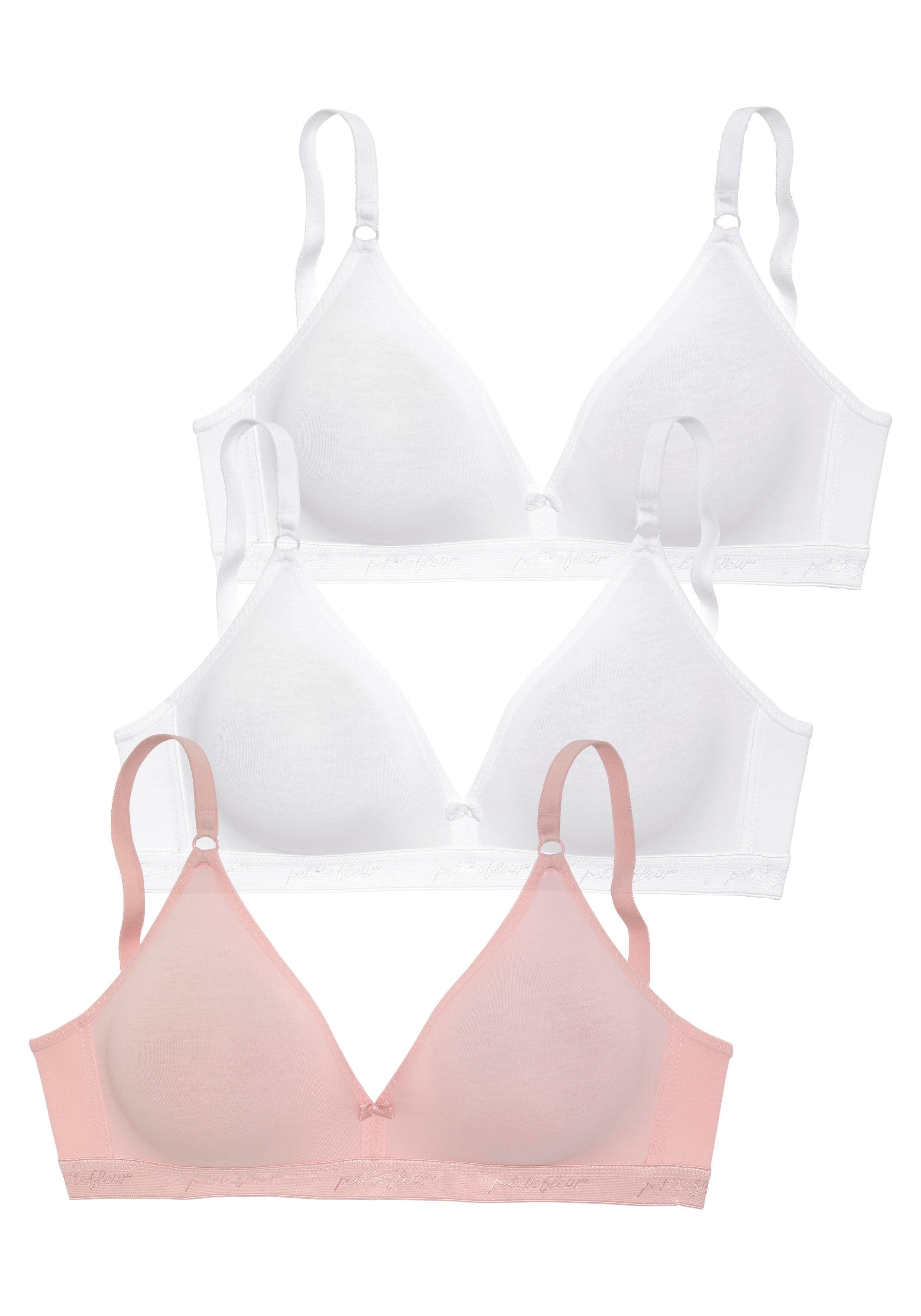 Petite fleur Bralette-bh zonder beugels in een driehoekige vorm gemaakt van katoen(Set van 3)