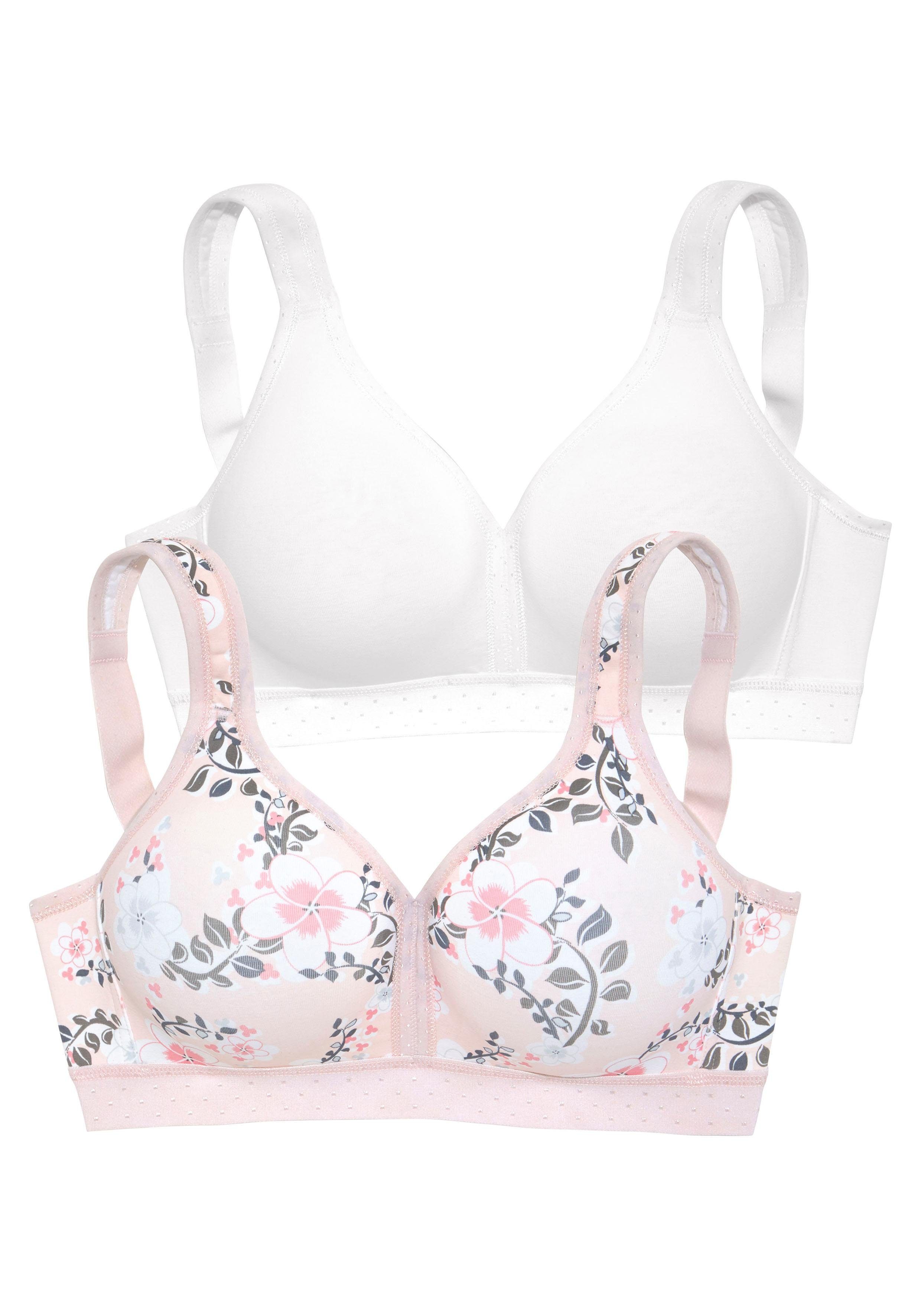 Petite fleur Soft-bh zonder beugels van zacht katoen (Set van 2) dames bh's zonder beugel maat 105 C roze