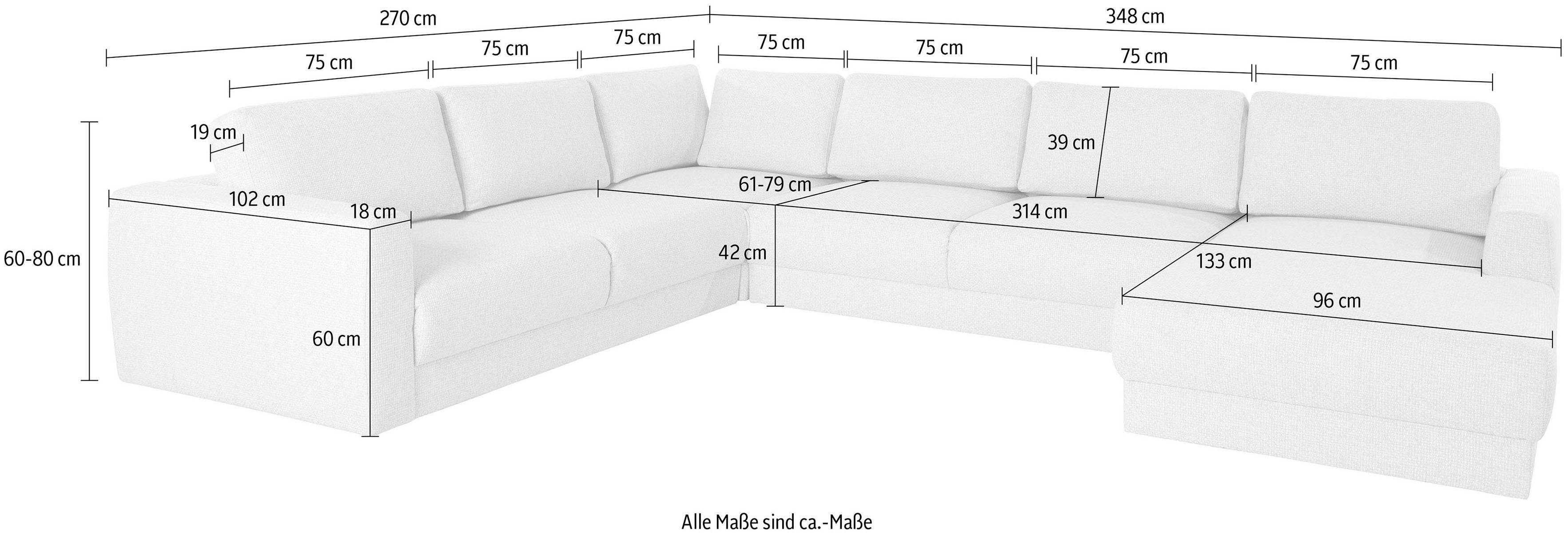 andas Zithoek Hobro U-vorm in 3 stofkwaliteiten in vele kleuren, design by morten georgsen