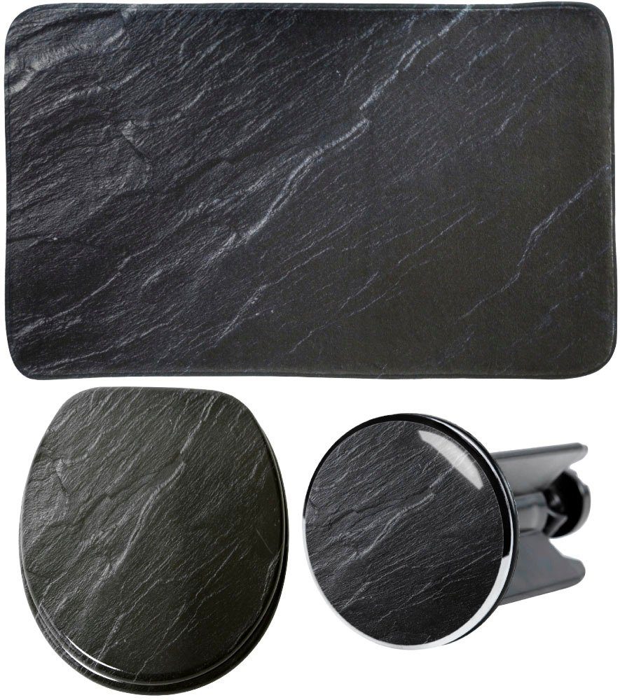 Sanilo Set badkameraccessoires Graniet (complete set, 3-delig) badkameraccessoires zwart