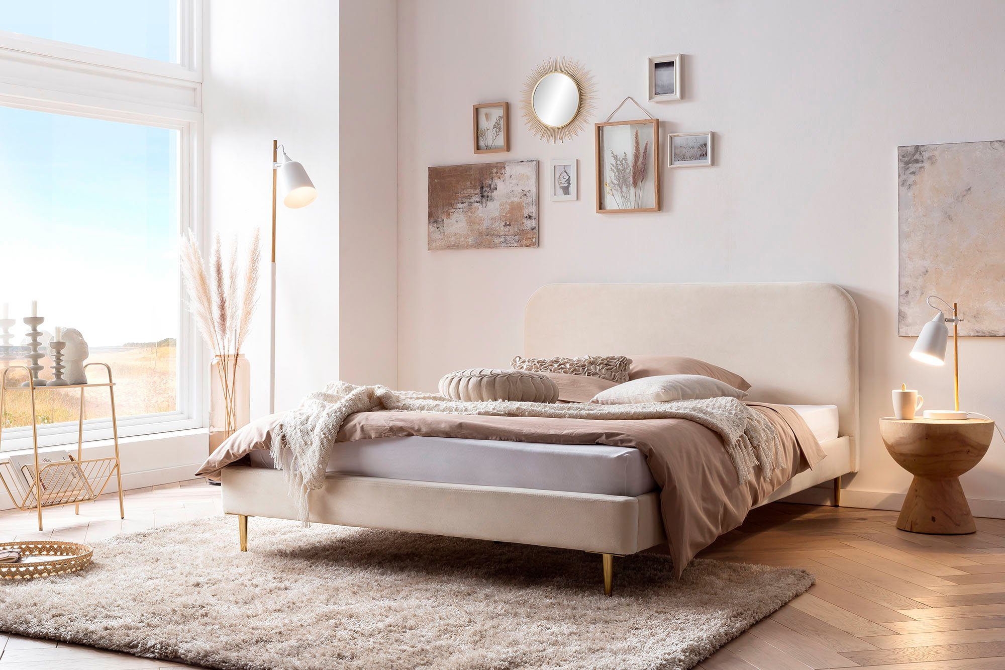SalesFever Gestoffeerd bed Poten chroom goudkleur