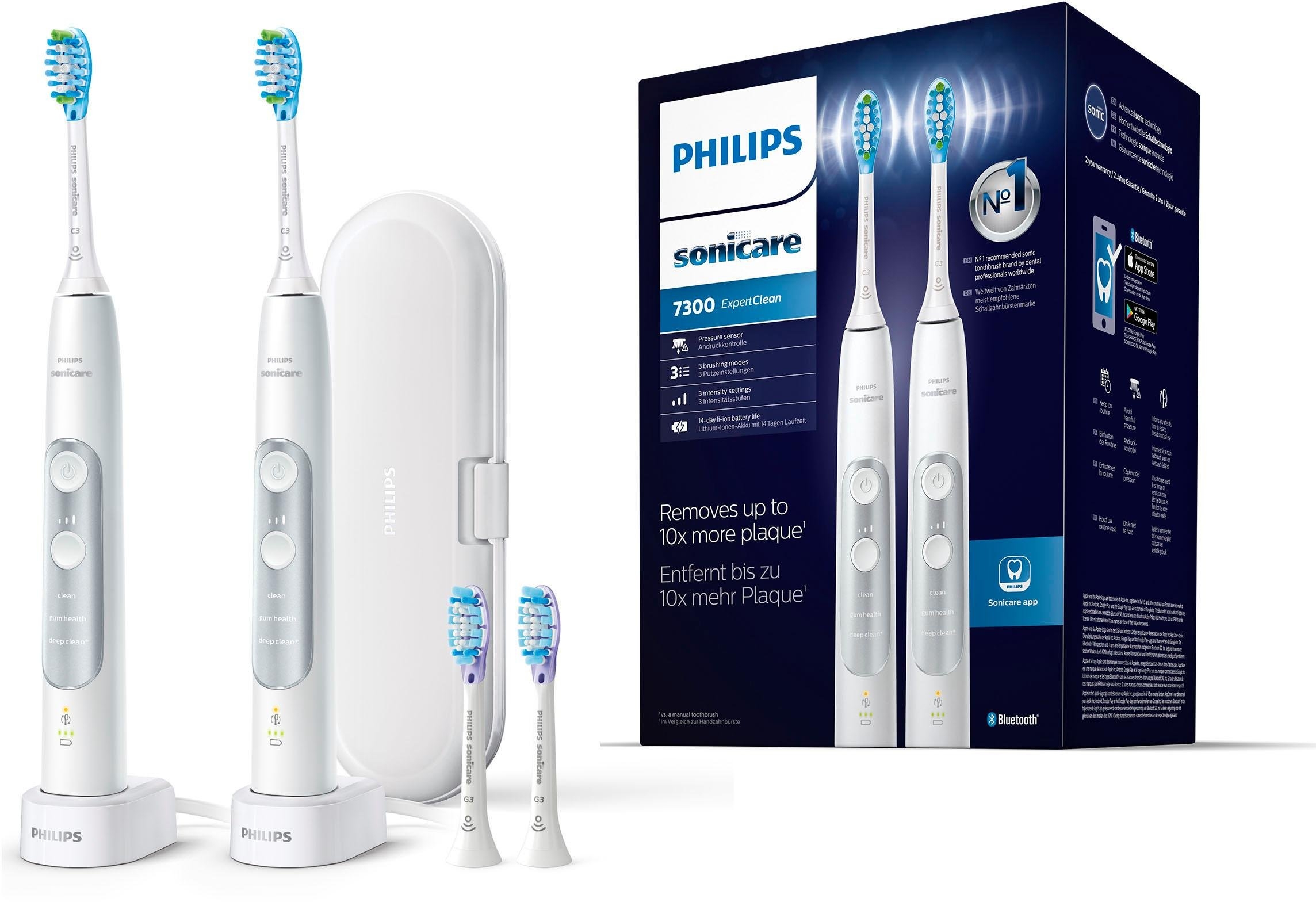 Strak heb vertrouwen Betekenisvol Philips Sonicare Elektrische tandenborstel HX9611/19 ExpertClean 7300  ultrasone tandenborstel, met 2 ExpertClean handstukken online bij | OTTO