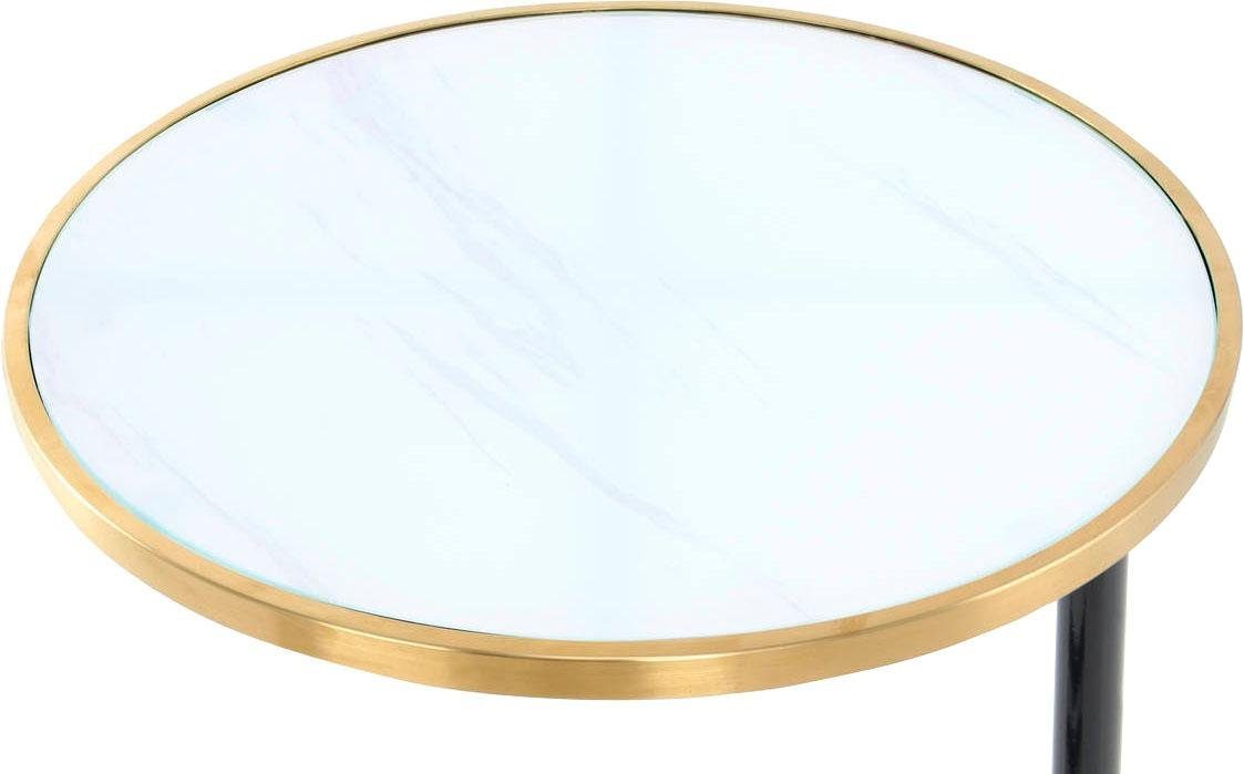Kayoom Bijzettafel Servant 210, bijzettafel voor de bank, glamoureus, edel ontwerp Gemakkelijk te verplaatsen dankzij de wielen, rond tafelblad, C-vormig (1 stuk)