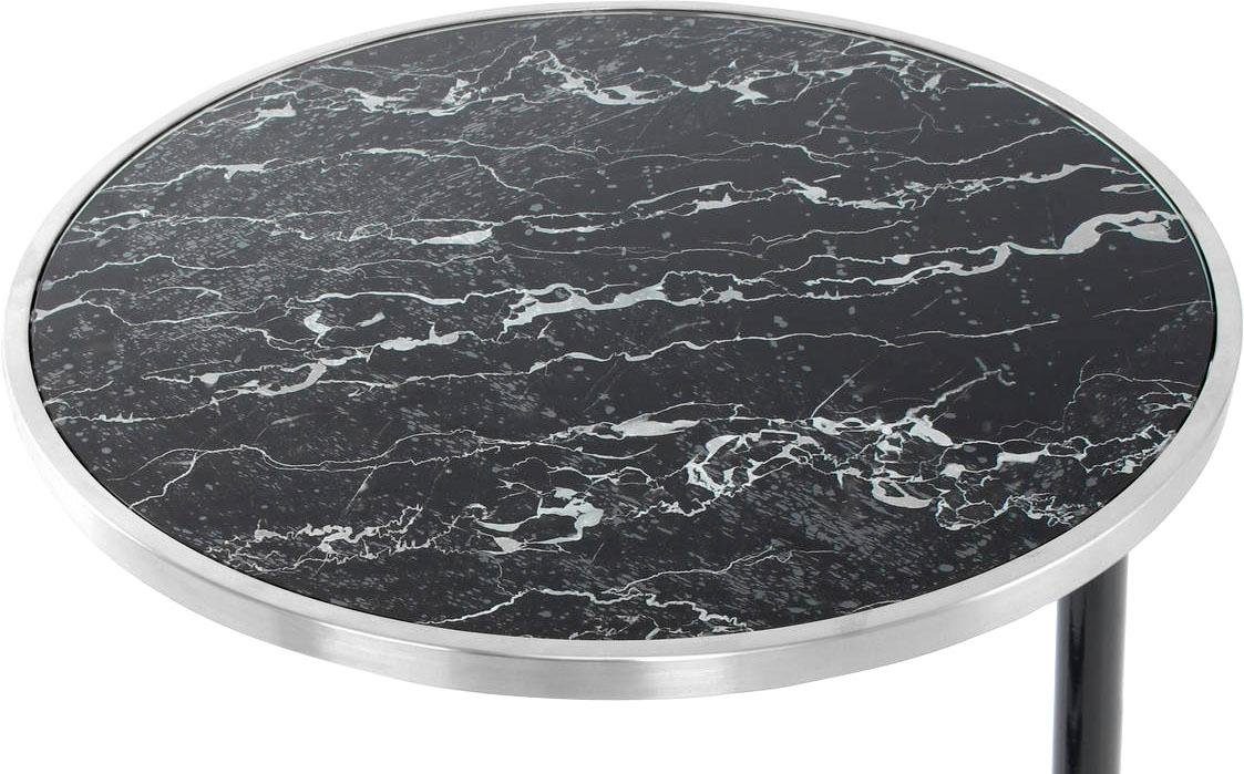 Kayoom Bijzettafel Servant 210, bijzettafel voor de bank, glamoureus, edel ontwerp Gemakkelijk te verplaatsen dankzij de wielen, rond tafelblad, C-vormig (1 stuk)