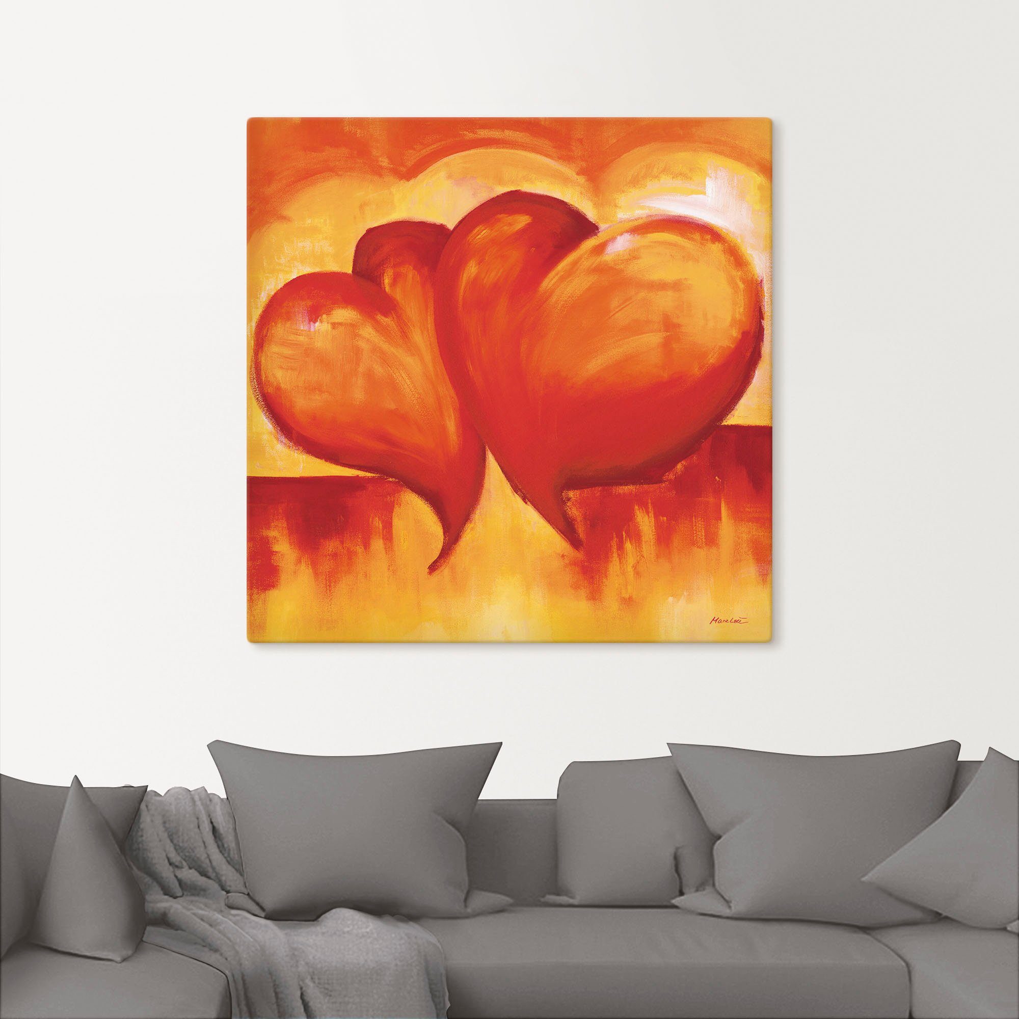 Artland Artprint Abstracte harten - oranje als artprint op linnen, poster in verschillende formaten maten