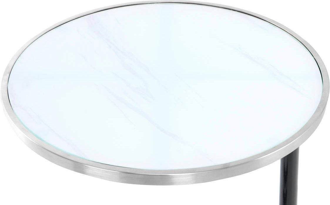 Kayoom Bijzettafel Servant 210, bijzettafel voor de bank, glamoureus, edel ontwerp Gemakkelijk te verplaatsen dankzij de wielen, rond tafelblad, C-vormig (1 stuk)
