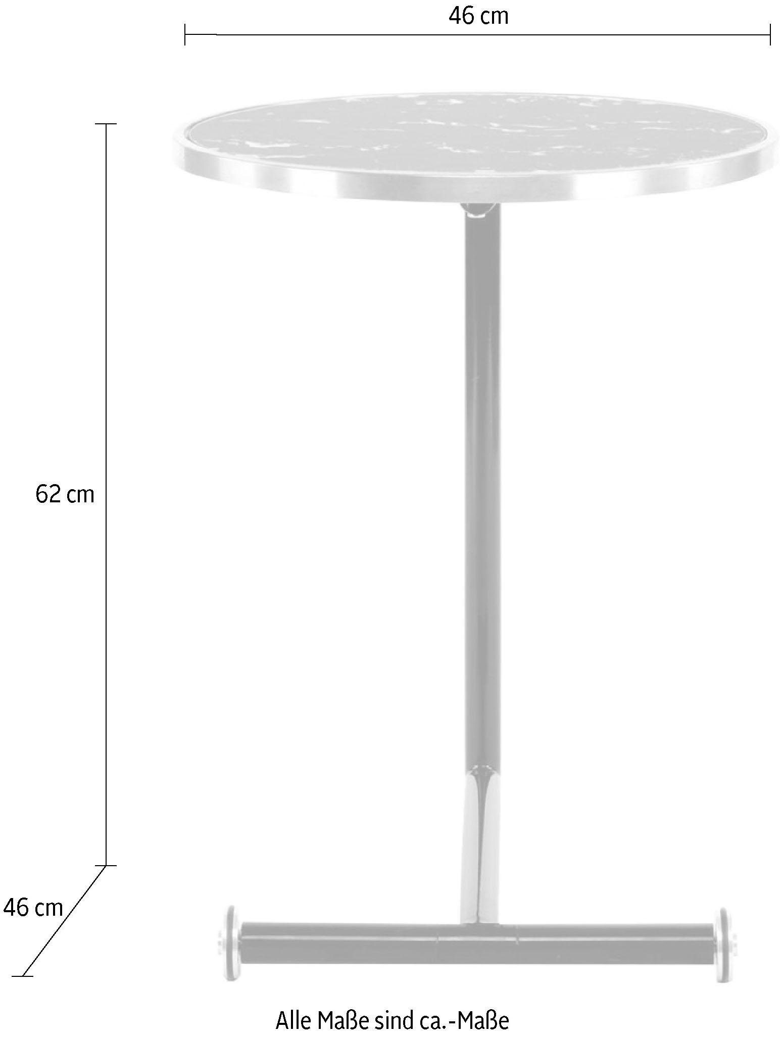 Kayoom Bijzettafel Servant 210, bijzettafel voor de bank, glamoureus, edel ontwerp Gemakkelijk te verplaatsen dankzij de wielen, rond tafelblad, C-vormig (1 stuk)