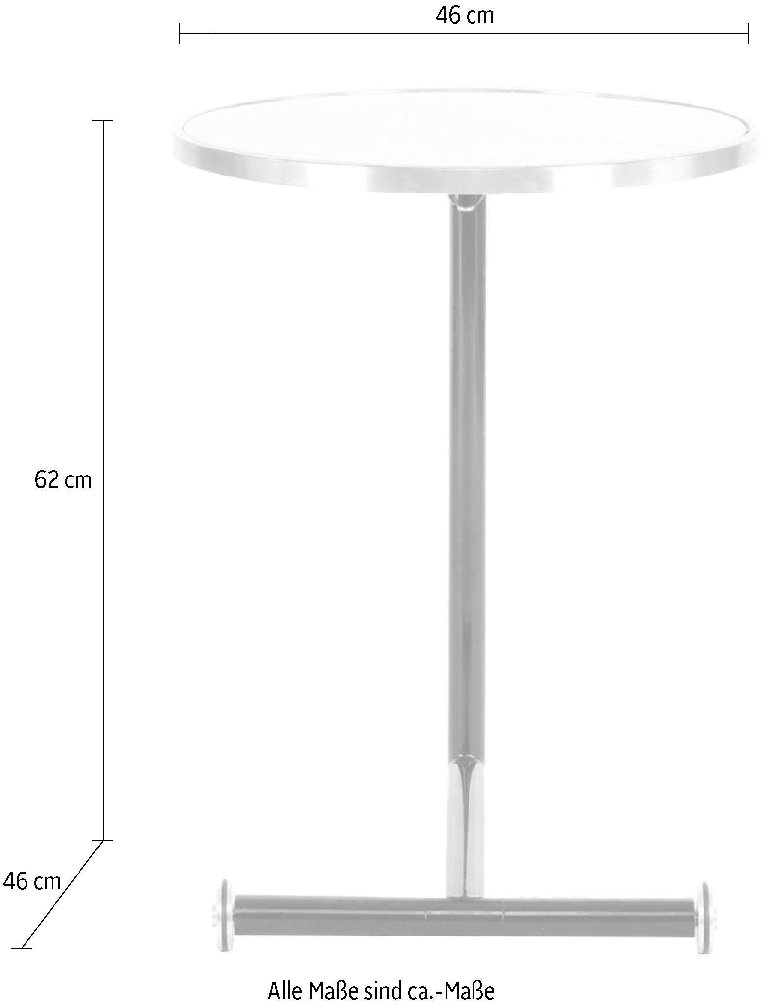 Kayoom Bijzettafel Servant 210, bijzettafel voor de bank, glamoureus, edel ontwerp Gemakkelijk te verplaatsen dankzij de wielen, rond tafelblad, C-vormig (1 stuk)