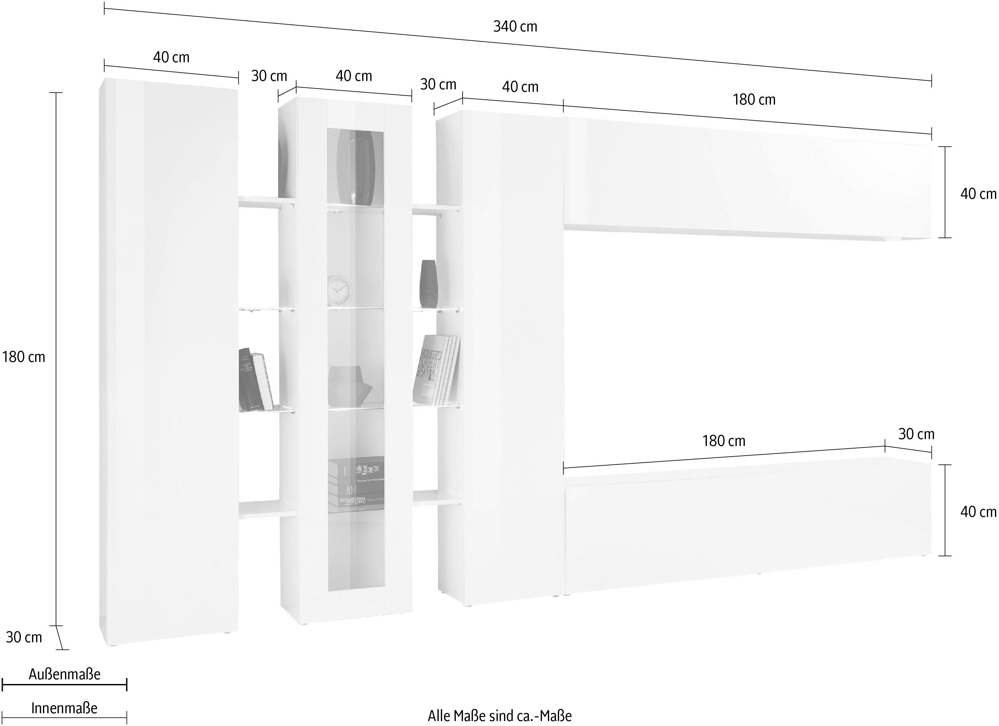 INOSIGN Wandmeubel Maruska Front/ romp hoogglans-wit (set, 5-delig)