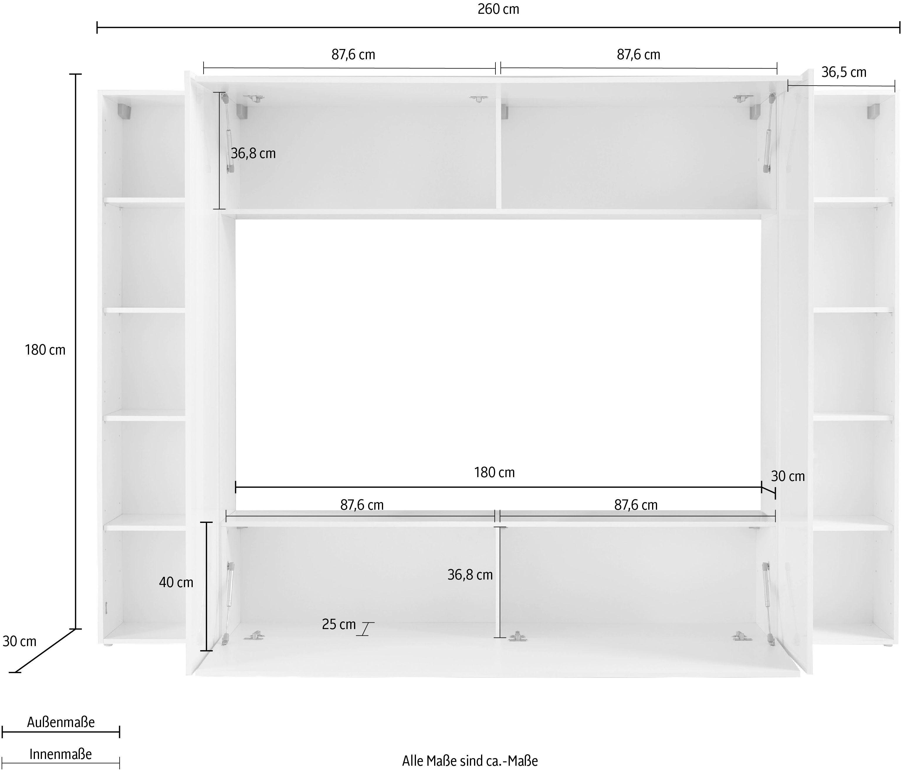 INOSIGN Wandmeubel Maruska Front/ romp hoogglans-wit (set, 4-delig)