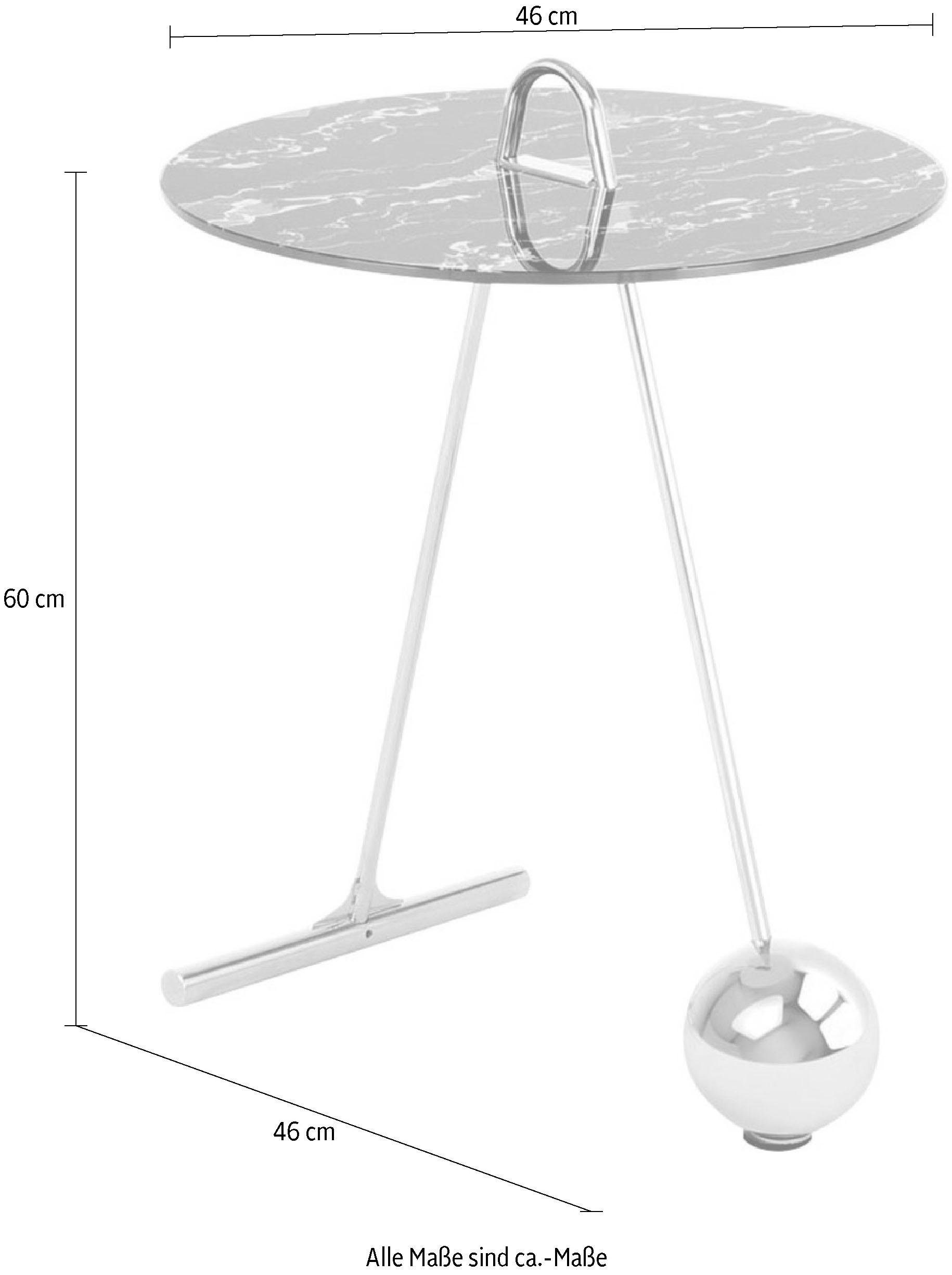 Kayoom Bijzettafel Pendulum 525, met ronde tafelblad Marmerlook, frame in pendule design, praktisch draagbaar (1 stuk)