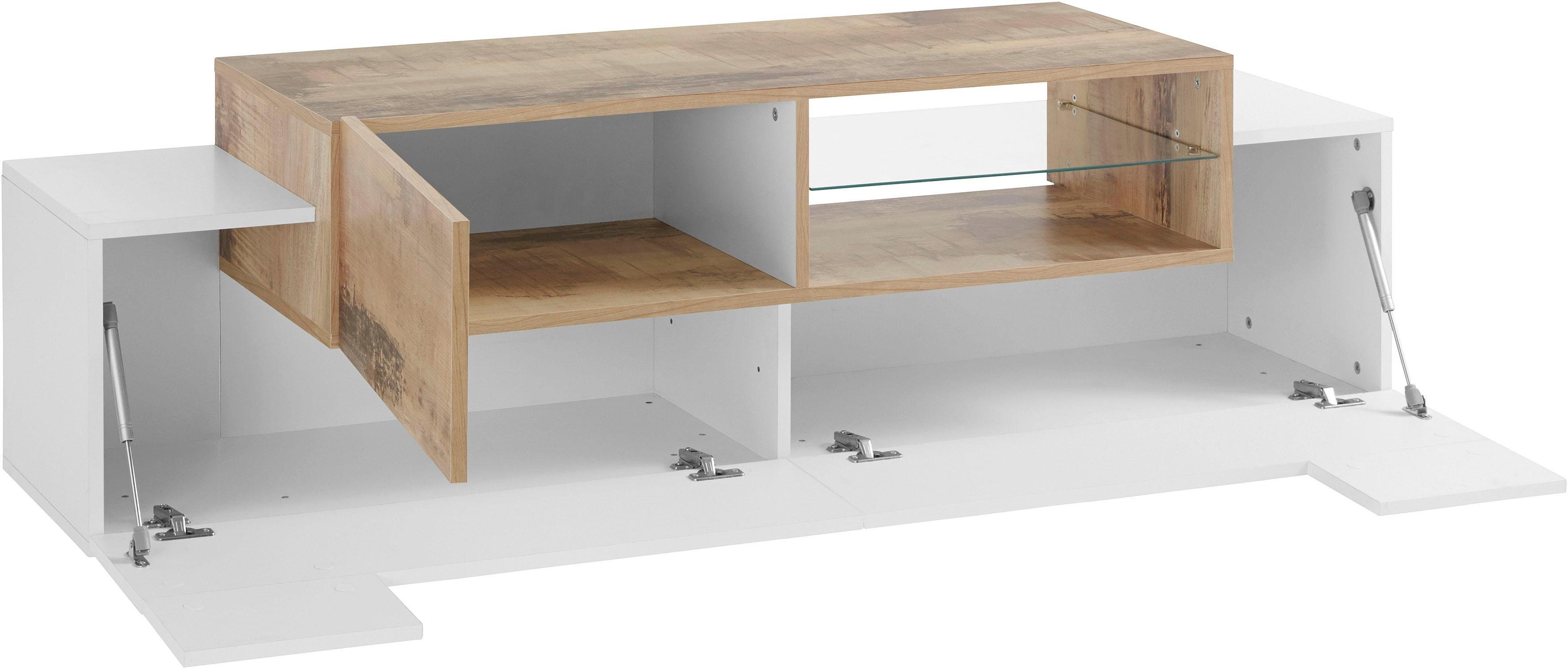 INOSIGN Tv-meubel Coro, lowboard, TV-commode, TV-meubelen, TV-bank met 2 kleppen, 1 deur, 1 glazen plank, breedte 160